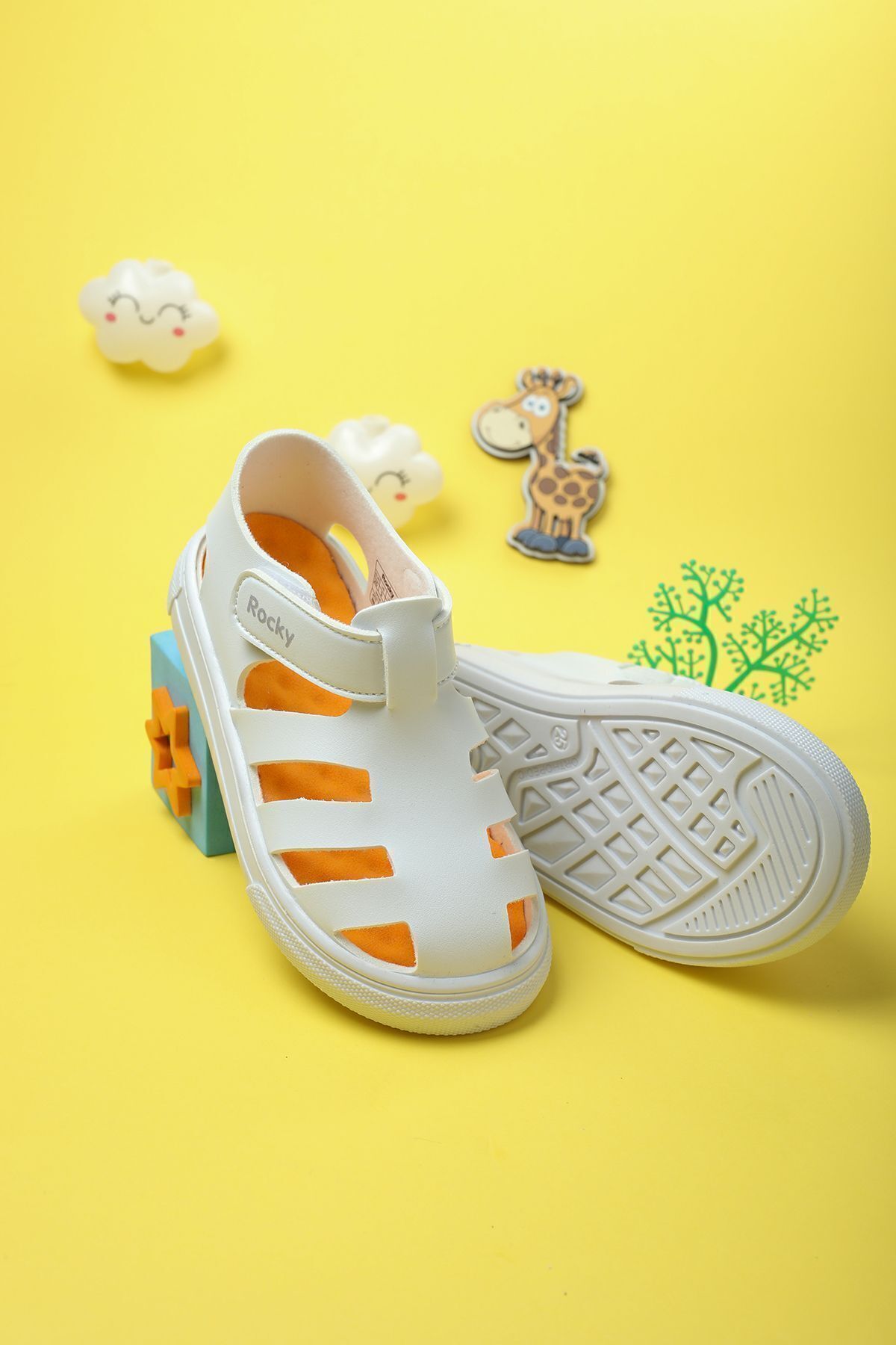 Moda Lime-Unisex Velcro Talpă flexibilă Ortopedică completă Durabilă Mucegai lată Sandale sport pentru copii Papuci 2