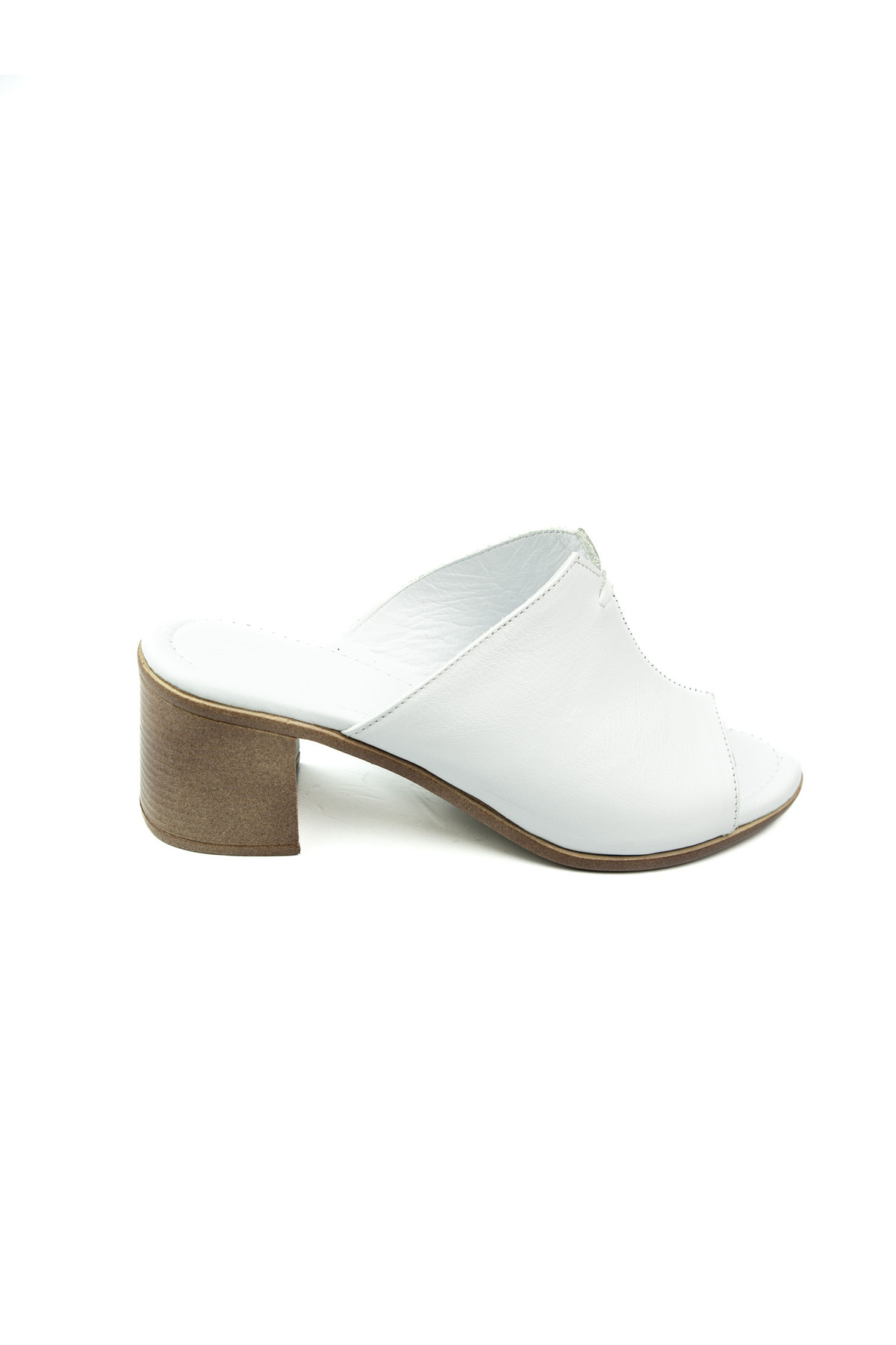 Charmia-Babalı 1513 Charmia Heeled White Leather Women's Slippers 2