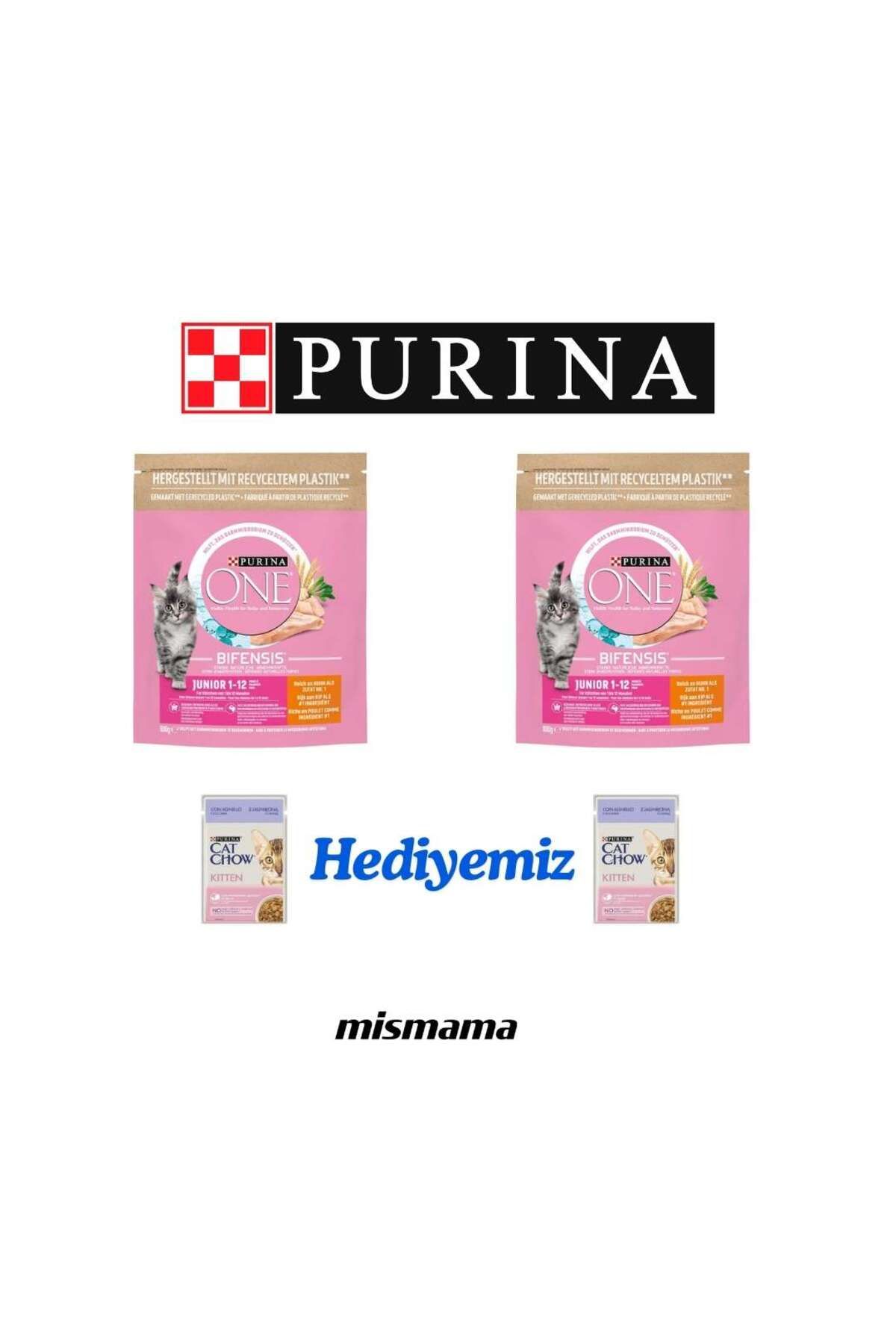Purina One Junior Tavuklu Yavru Kedi Maması 800gr 2 Adet ve Cat Show Mama Hediyeli