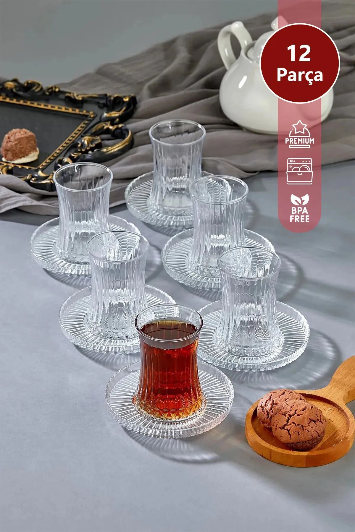 LaGabya Elysia Model (İthal) 12 Parça Çay Bardağı Takımı Seti 200ML