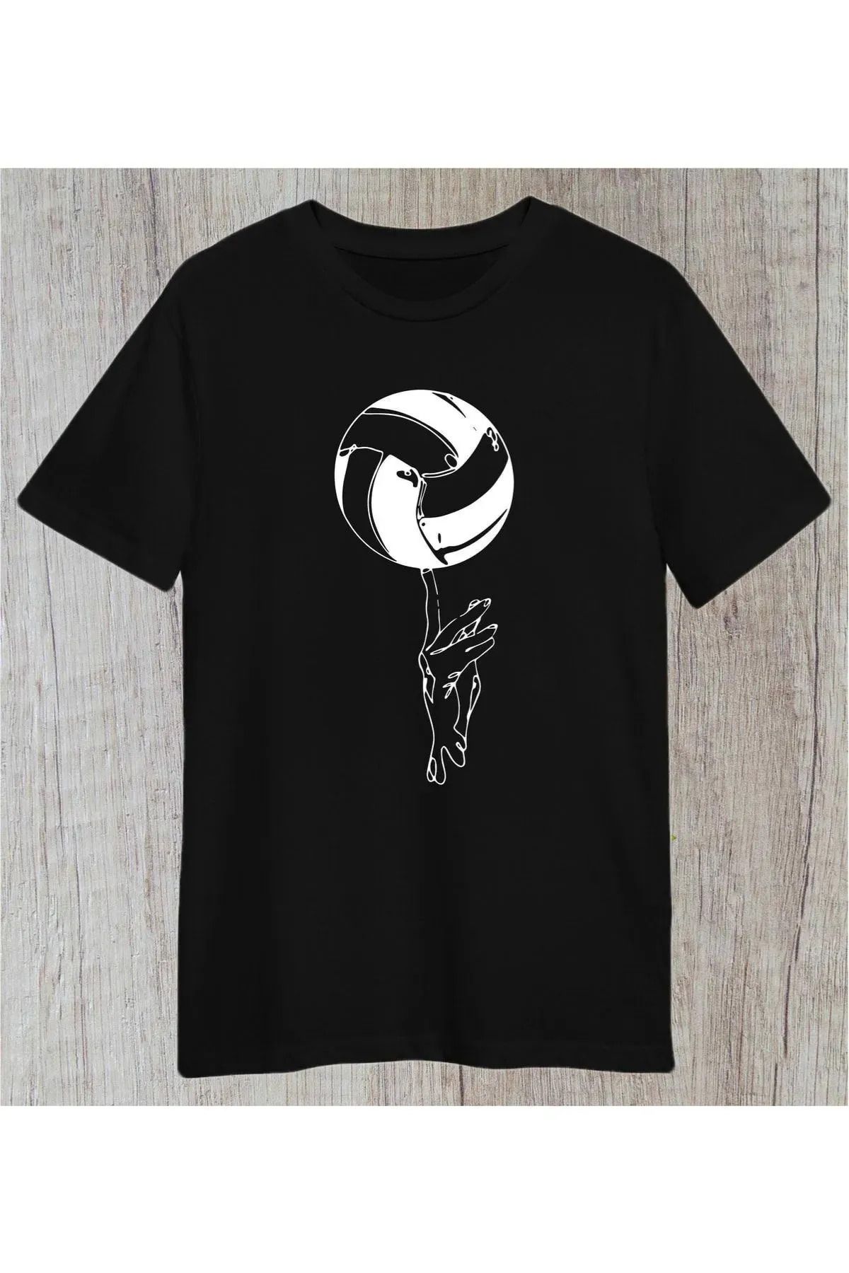 FeaR LeeS Voleybol Çizgisel El Tasarım Voleybolcu Top Spor Hediye Kombin Unisex Regular Tshirt