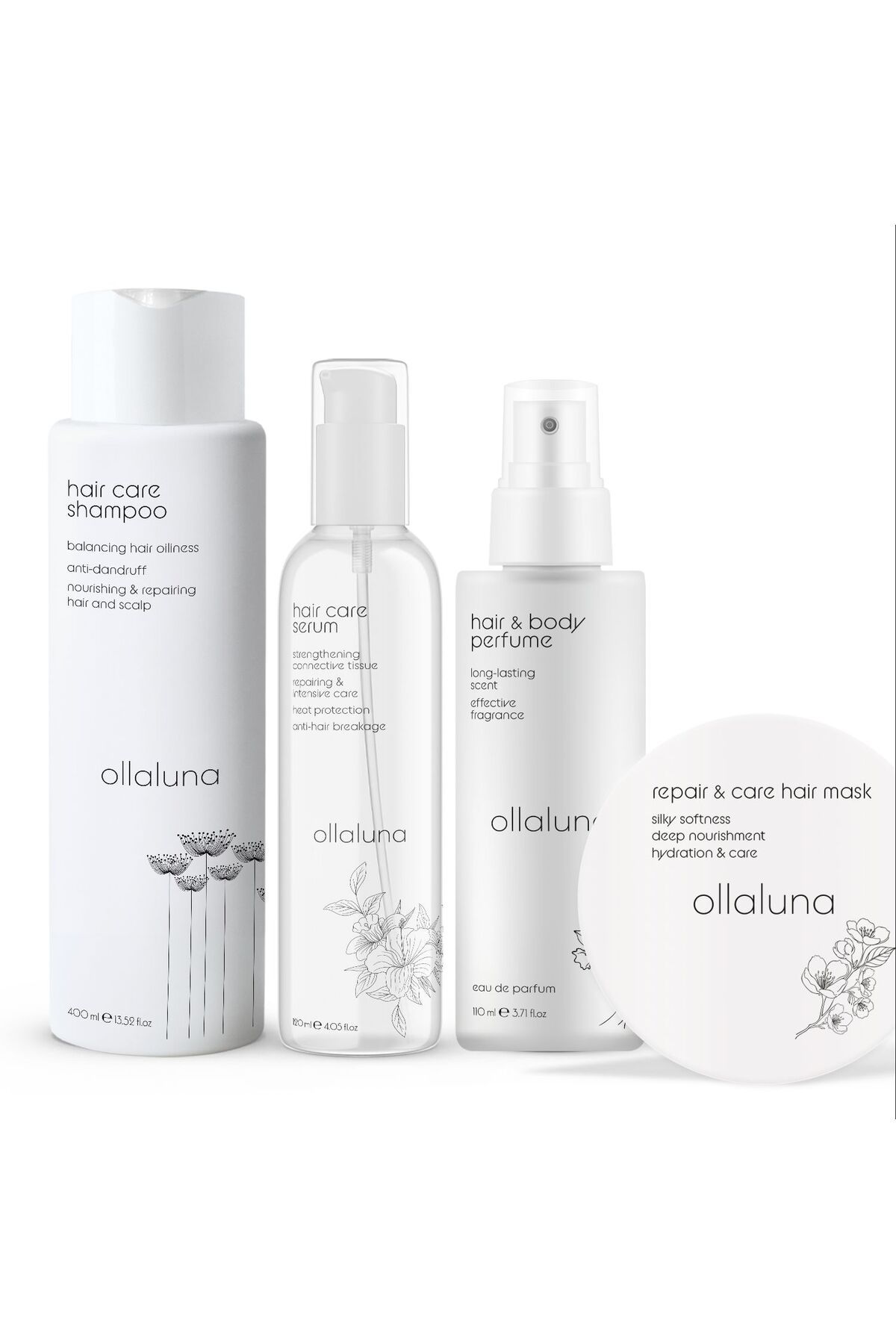 Hair Shampoo & Saç Serumu & Body Perfume & Hair Mask