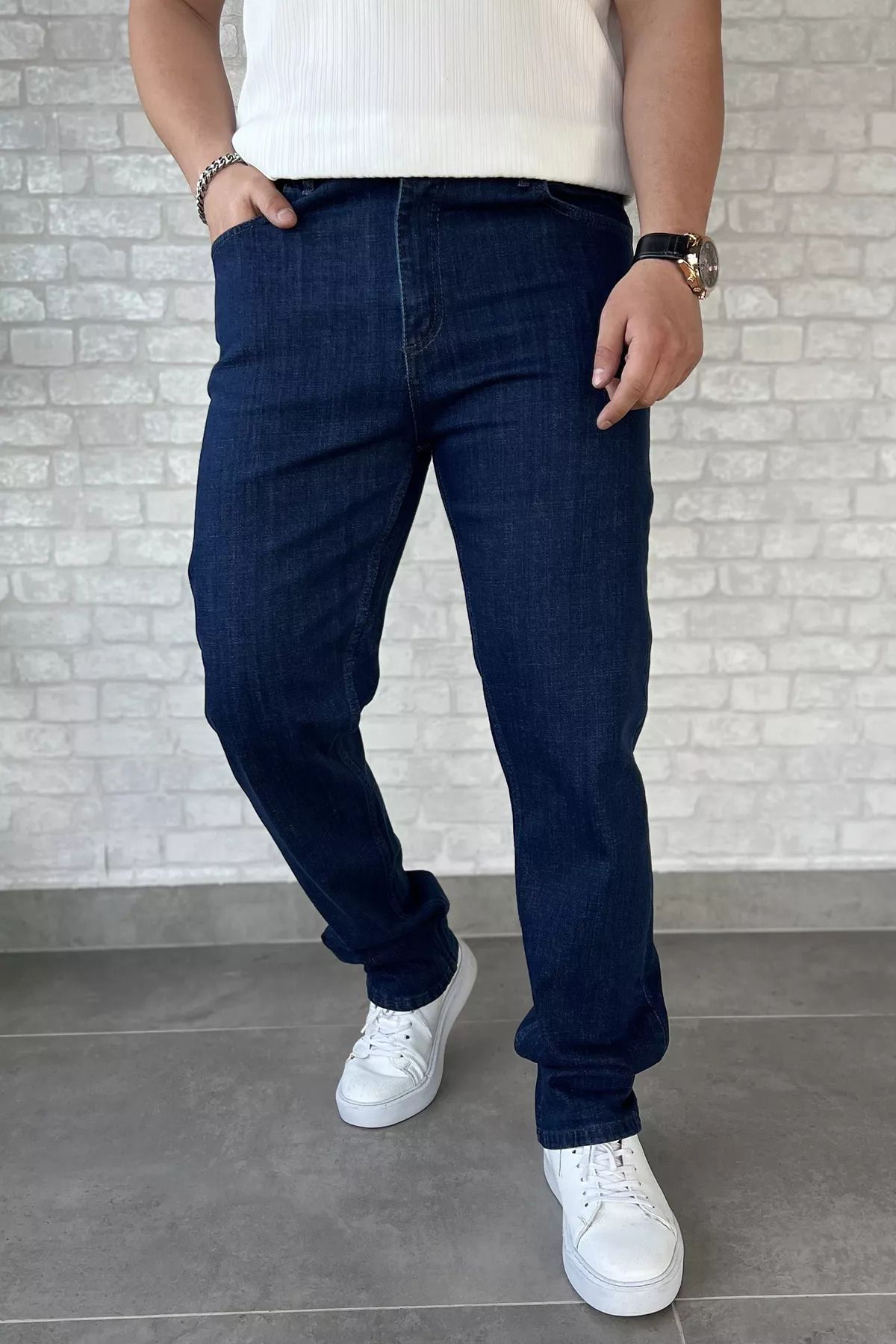 MİSHAR İTALİA Lacivert Erkek Fermuarlı Jean Kot Pantolon