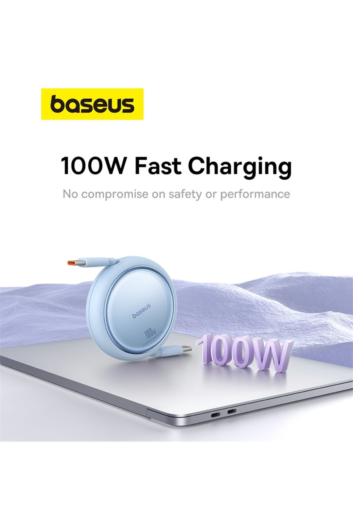 Baseus-Baseus 100W Free2 Draw Mini Both-Way Retractable Type C to Type C Fast Charging Data Cable 1M - Blue 3