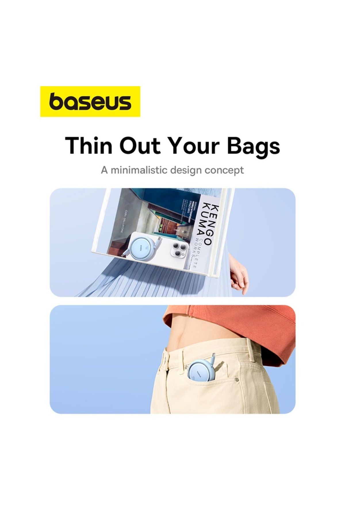 Baseus-Baseus 100W Free2 Draw Mini Both-Way Retractable Type C to Type C Fast Charging Data Cable 1M - Blue 5