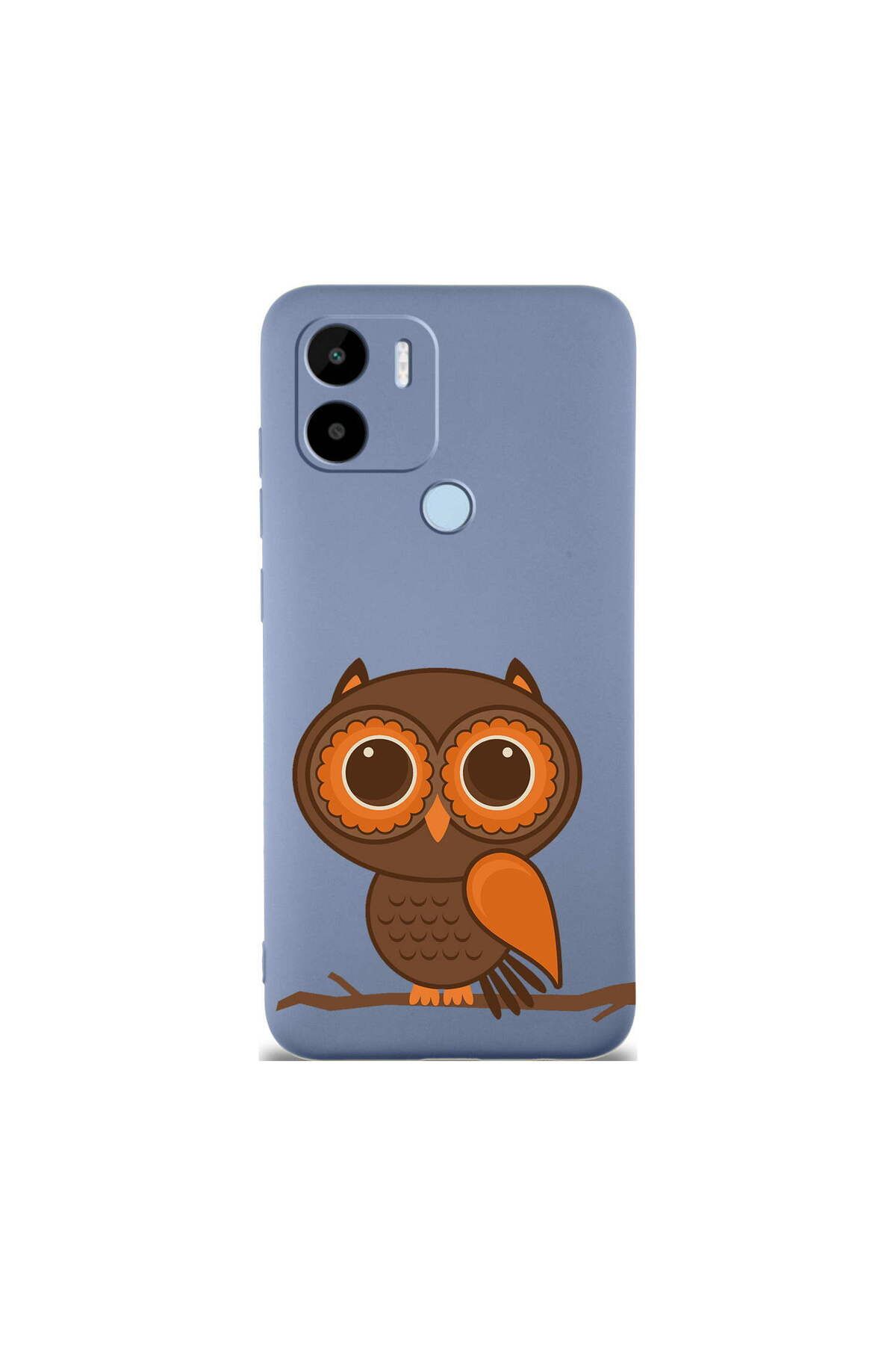 PrintiFy Xiaomi Redmi A1 Plus ile Uyumlu Baykuş (0214a) Tasarımlı Petrol Lansman Silikon Kılıf