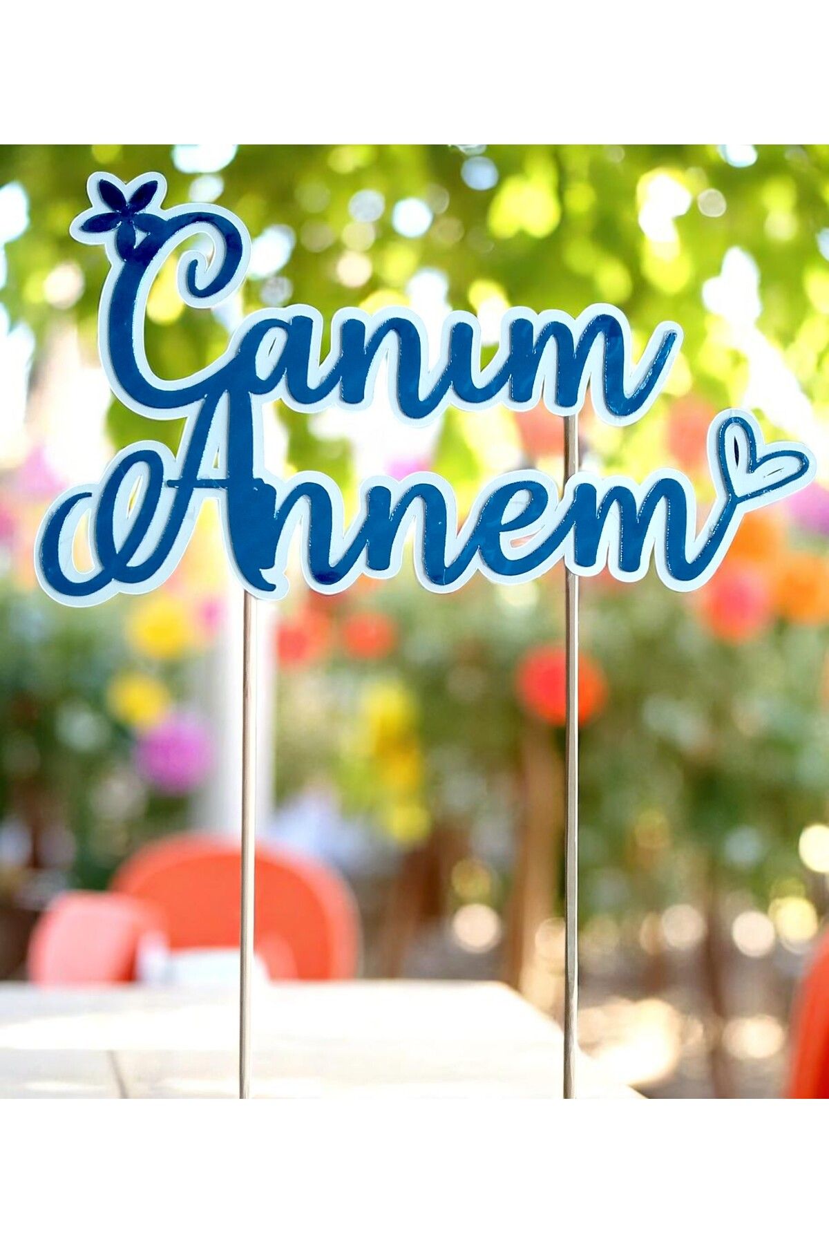 Armada Anneler Günü Özel Canım Annem Yazılı Hologramlı Karton Pasta Üzeri Süs ( 16 cm * 20 cm)