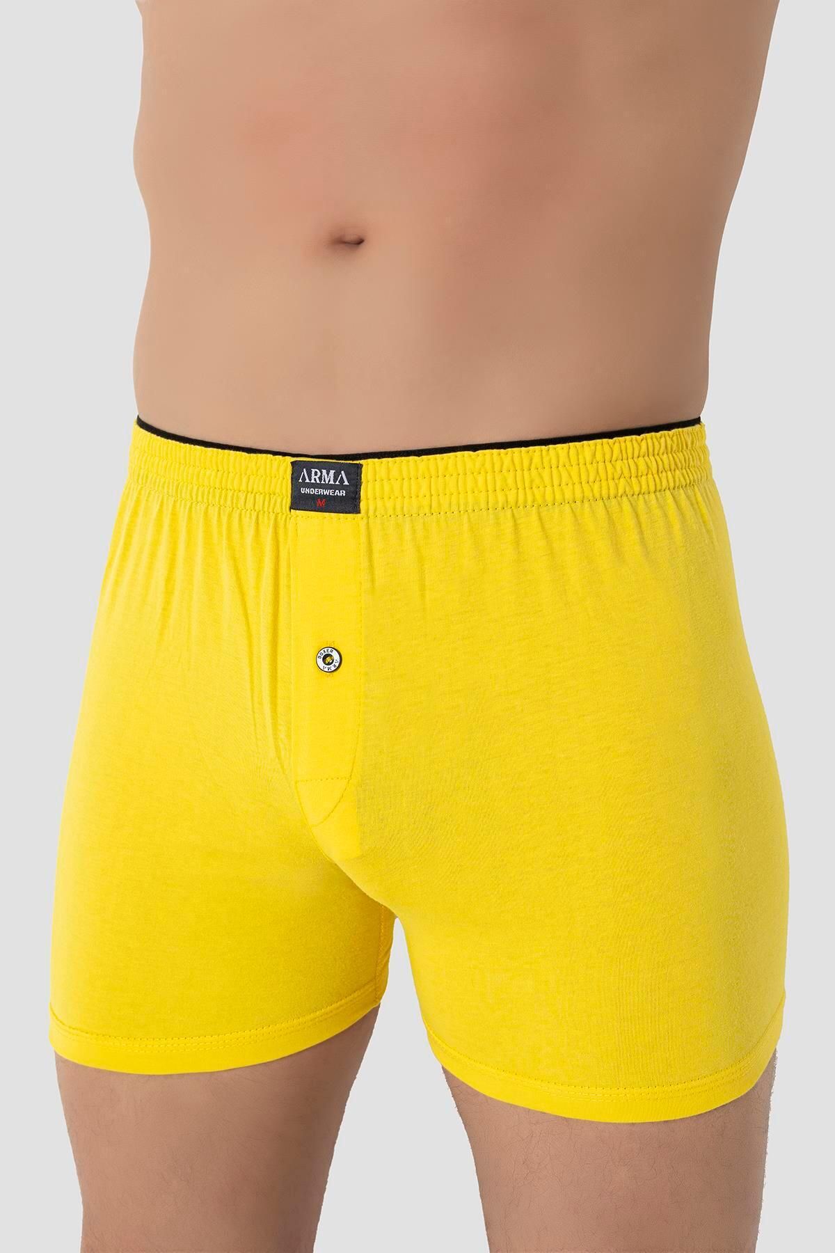 Arma Yıldız-Men's Yellow Boxers - Pack of 3 100% Cotton Combed Cotton 4