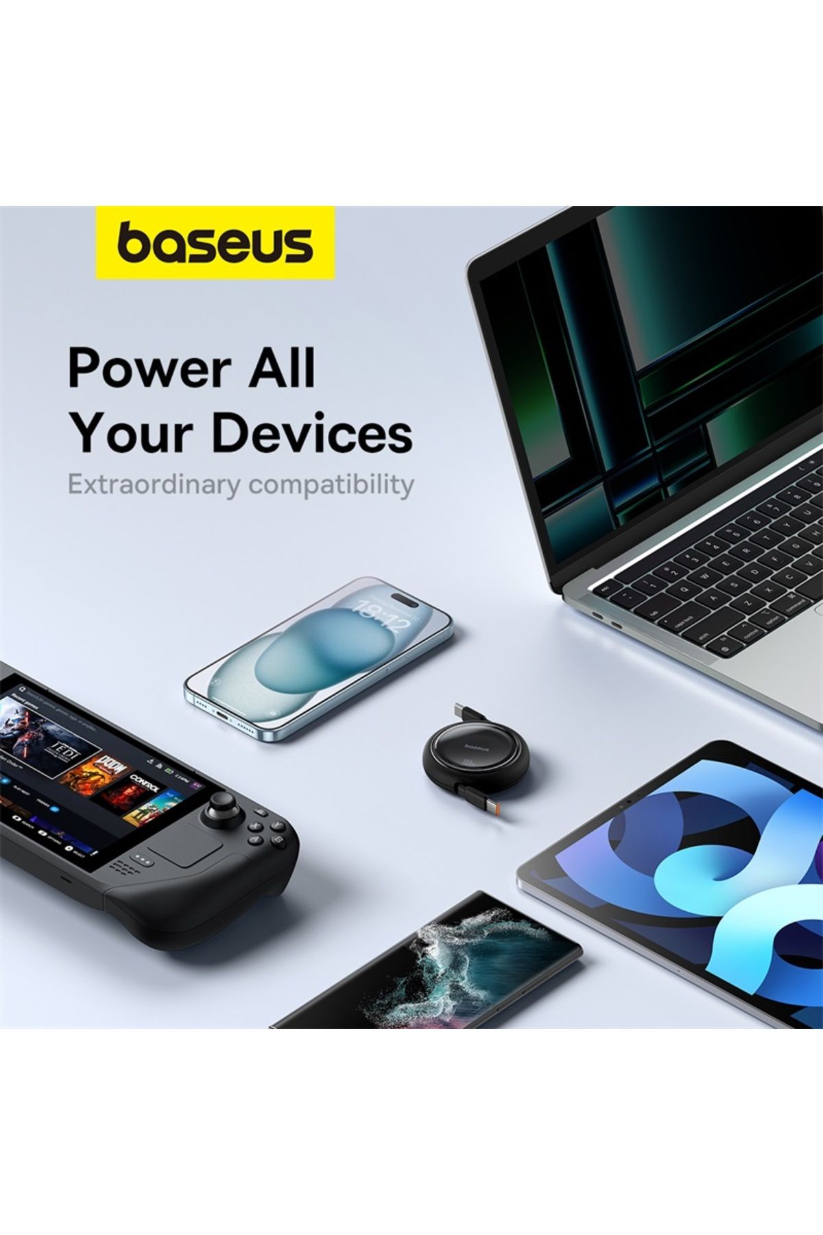 Baseus-Baseus 100W Free2 Draw Mini Both-Way Retractable USB-C to USB-C Fast Charging Data Cable 1M - Black 6