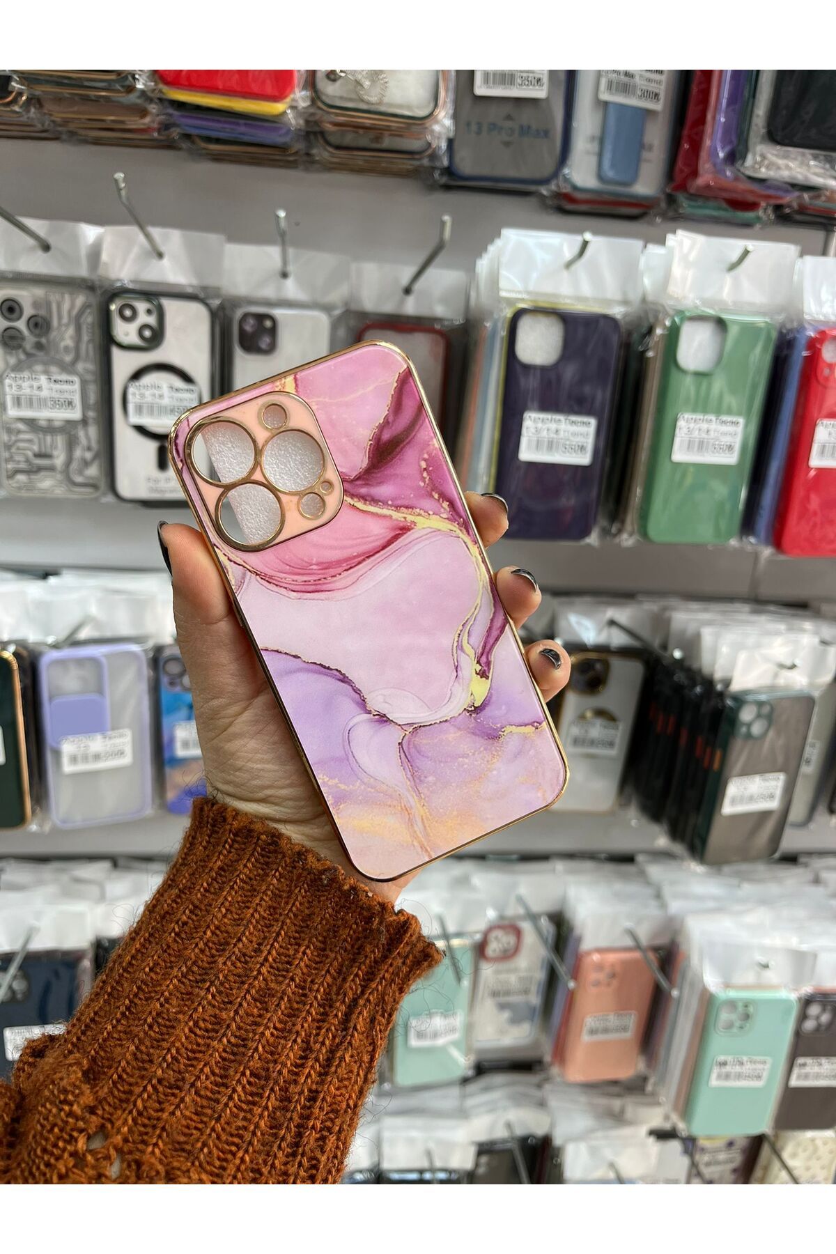 TECNOTREND Apple İphone 13 pro mermer desenli renkli sert silikon kılıf