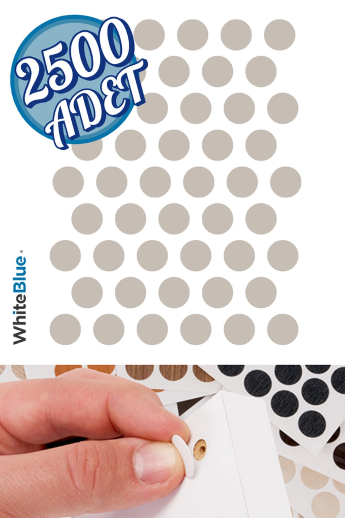 WhiteBlue Kumtaşı Mat Vida Tapası Yapışkanlı 14mm