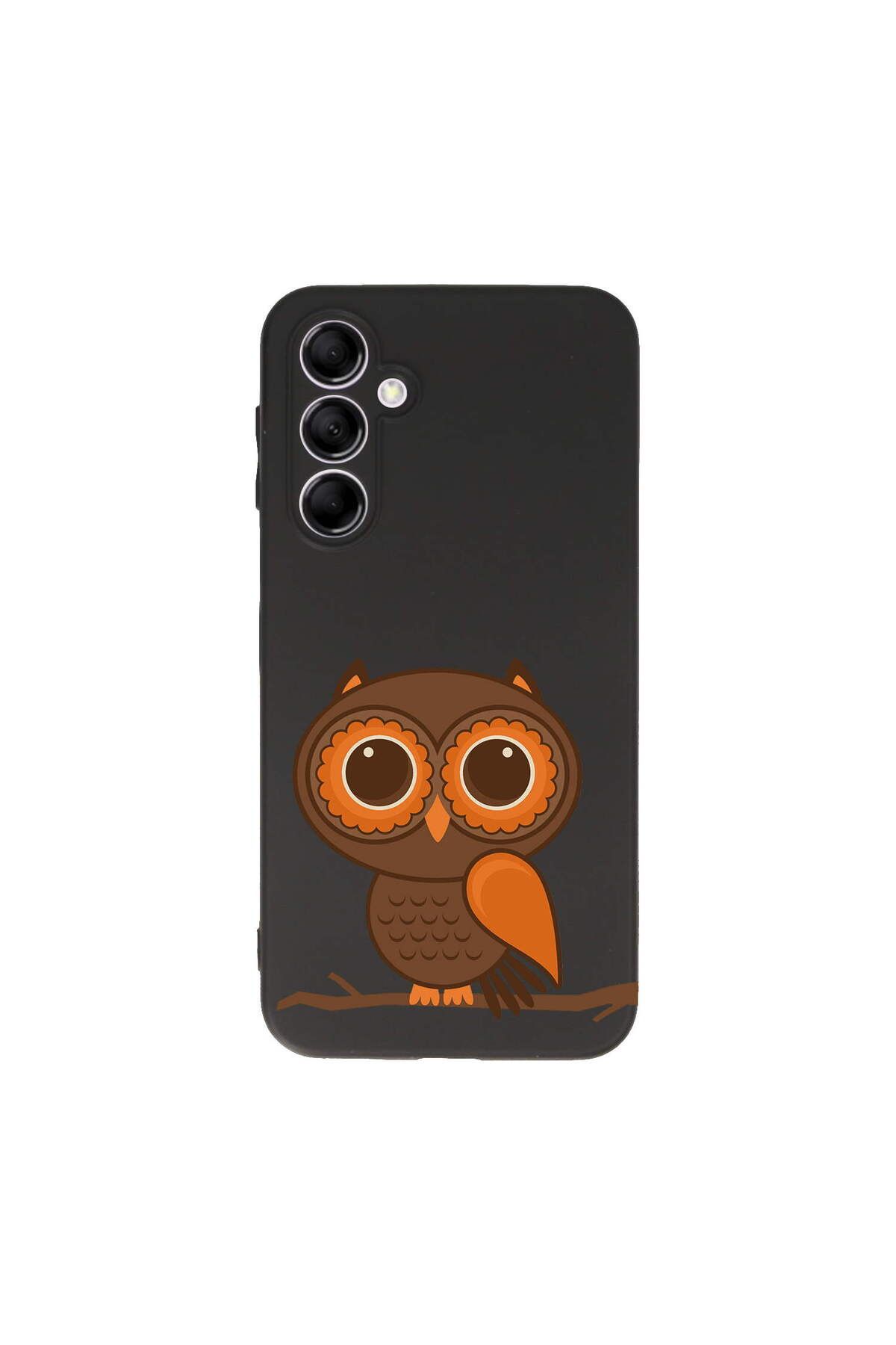PrintiFy Samsung Galaxy M14 ile Uyumlu Baykuş (0214a) Tasarımlı Siyah Lansman Silikon Kılıf
