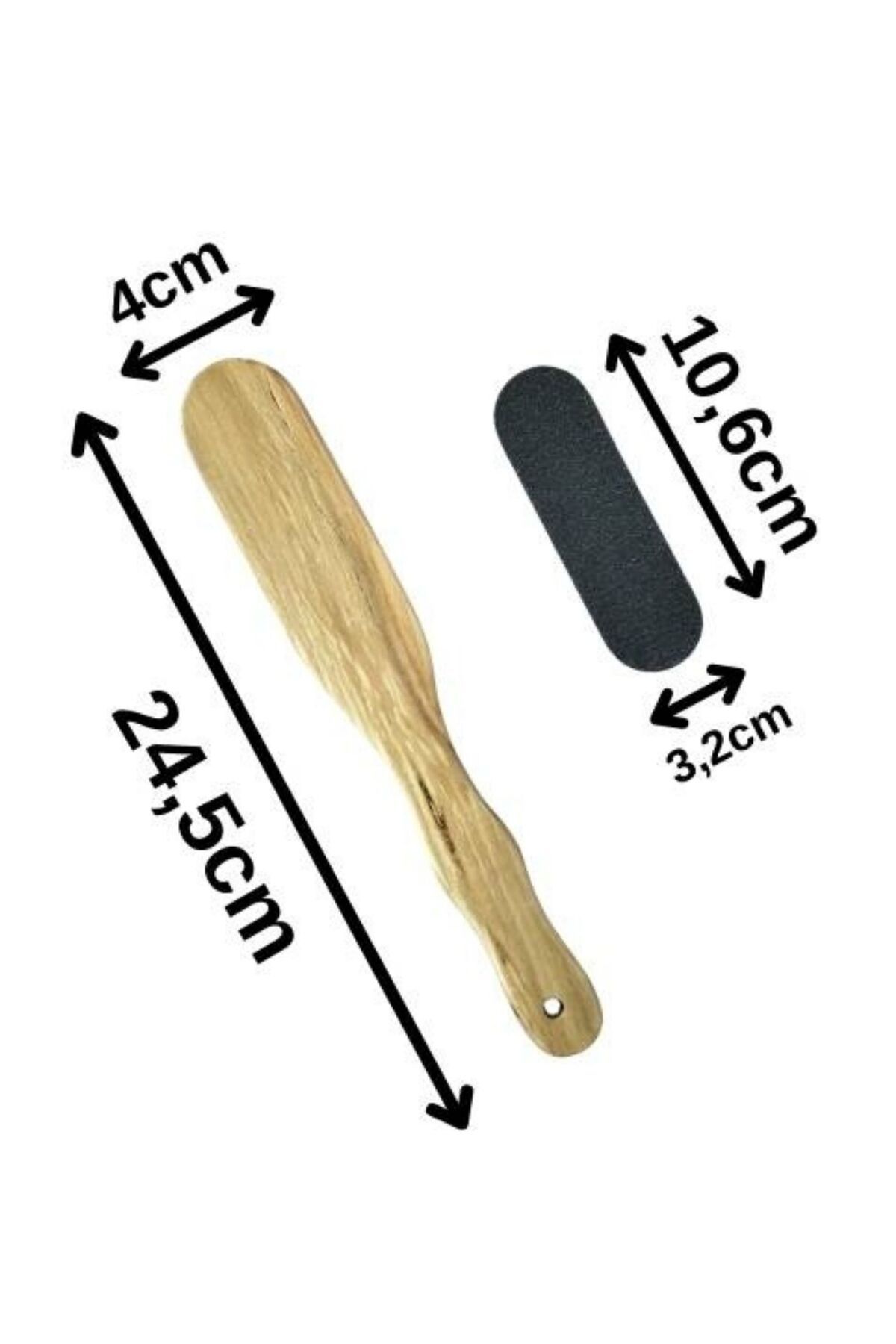 Vehomix Ahşap topuk ve pedikür spatulası 20 yedek törpü ile birlikte