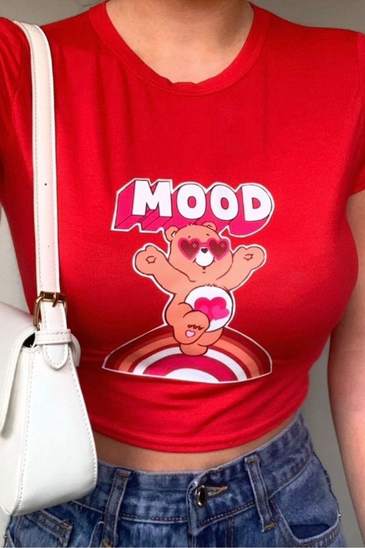 Aesthia Kırmızı Mood Care Bears Crop