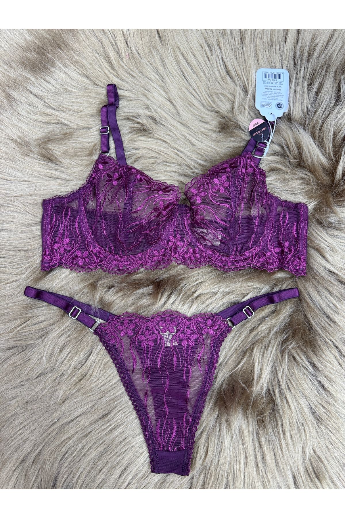 SATTENS Çiçek desenli lüks Dantelli Brodeli Sexy Bralet takım ( sütyen ve tanga) balenli iç çamaşır takımı