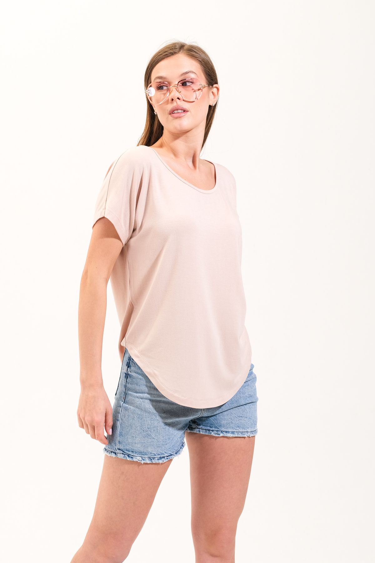 Signature Style Kadın Düşük Kollu Yuvarlak Yakalı Tshirt