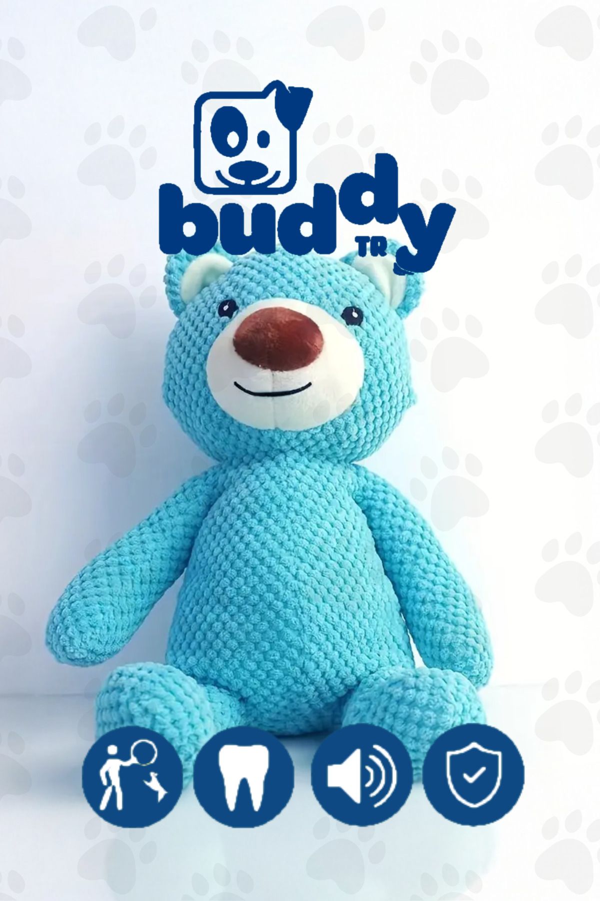 buddyTR Mavi Peluş Ayı - Ananas Dokuma - Çiğnemeye Karşı Dirençli