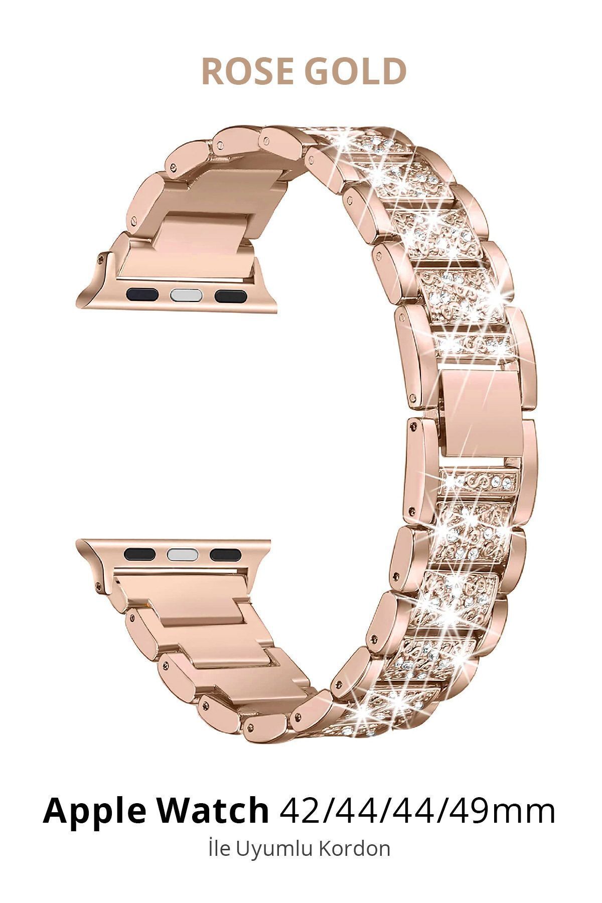 CONOCER Apple Watch 3/4/5/6/7/8/Se/Ultra/9 Series Uyumlu 42/44/45/49 mm Elmas Taşlı Metal Çelik Kordon