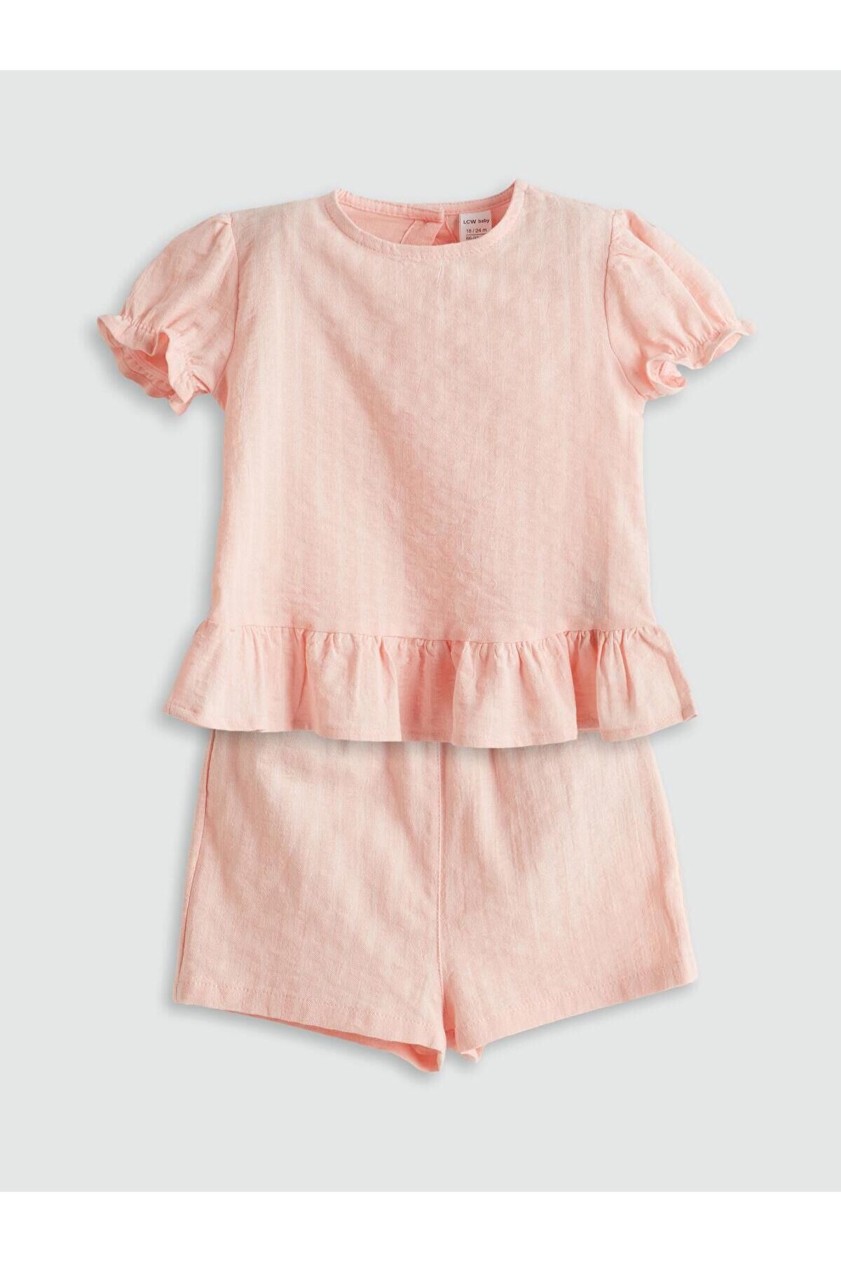 LC Waikiki LCW baby Bisiklet Yaka Kız Bebek Bluz ve Şort 2'li (S5)