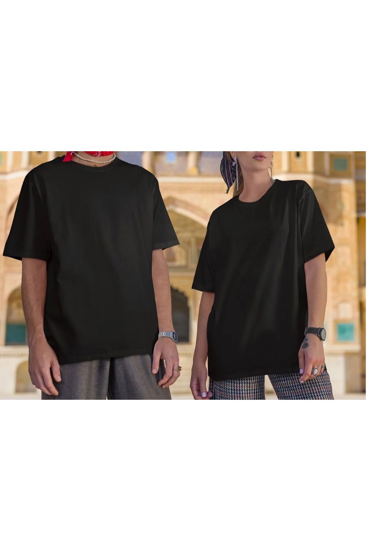 Adyes Basic Bisiklet Yaka Rahat Kalıp %100 Pamuk Unisex Kısa Kollu T-Shirt