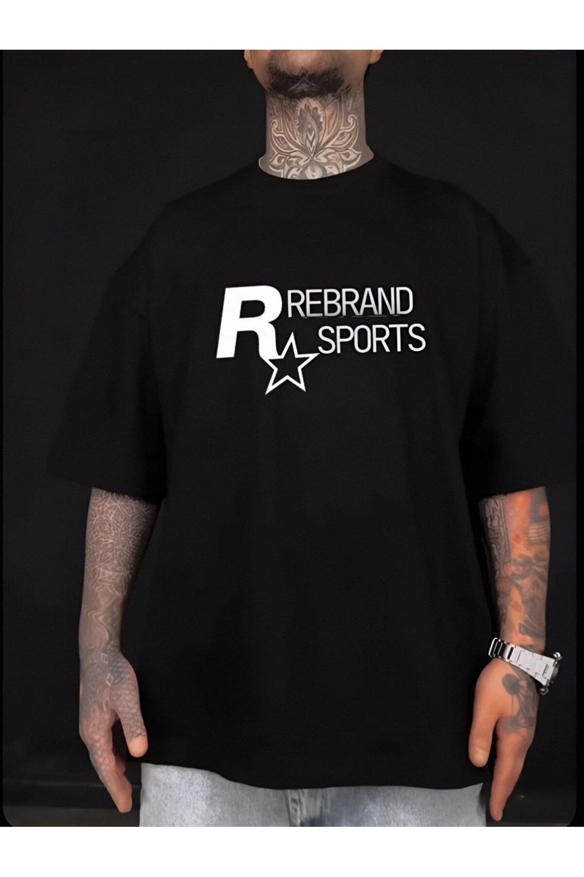 REBRAND Bisiklet Yaka Baskılı T-shirt Unisex Oversize