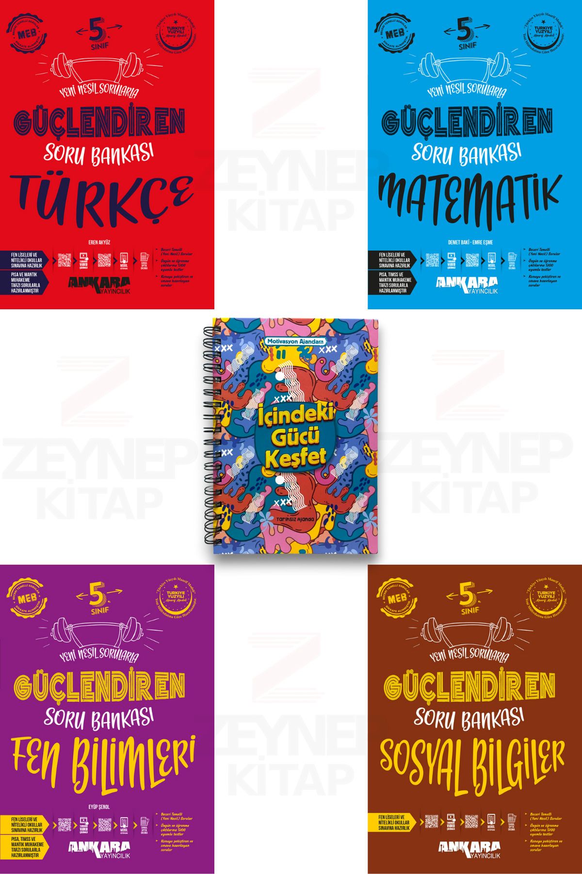 Ankara Yayıncılık 5.Sınıf Güçlendiren Soru Bankası(Türkçe-Matematik-Fen-Sosyal)(Motivasyon Ajandam Hediye)
