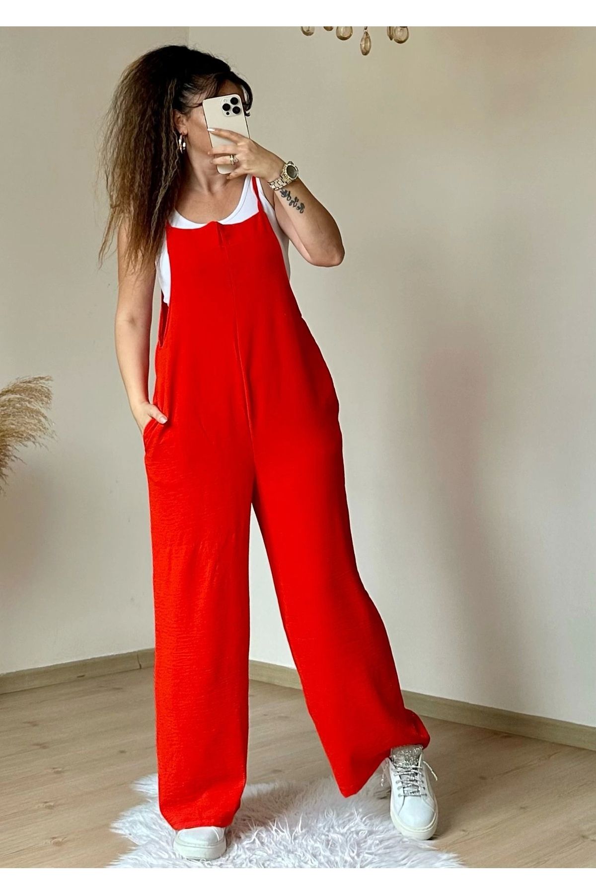 azra moda Atlet Dahil Efsane Tulum Kırmızı