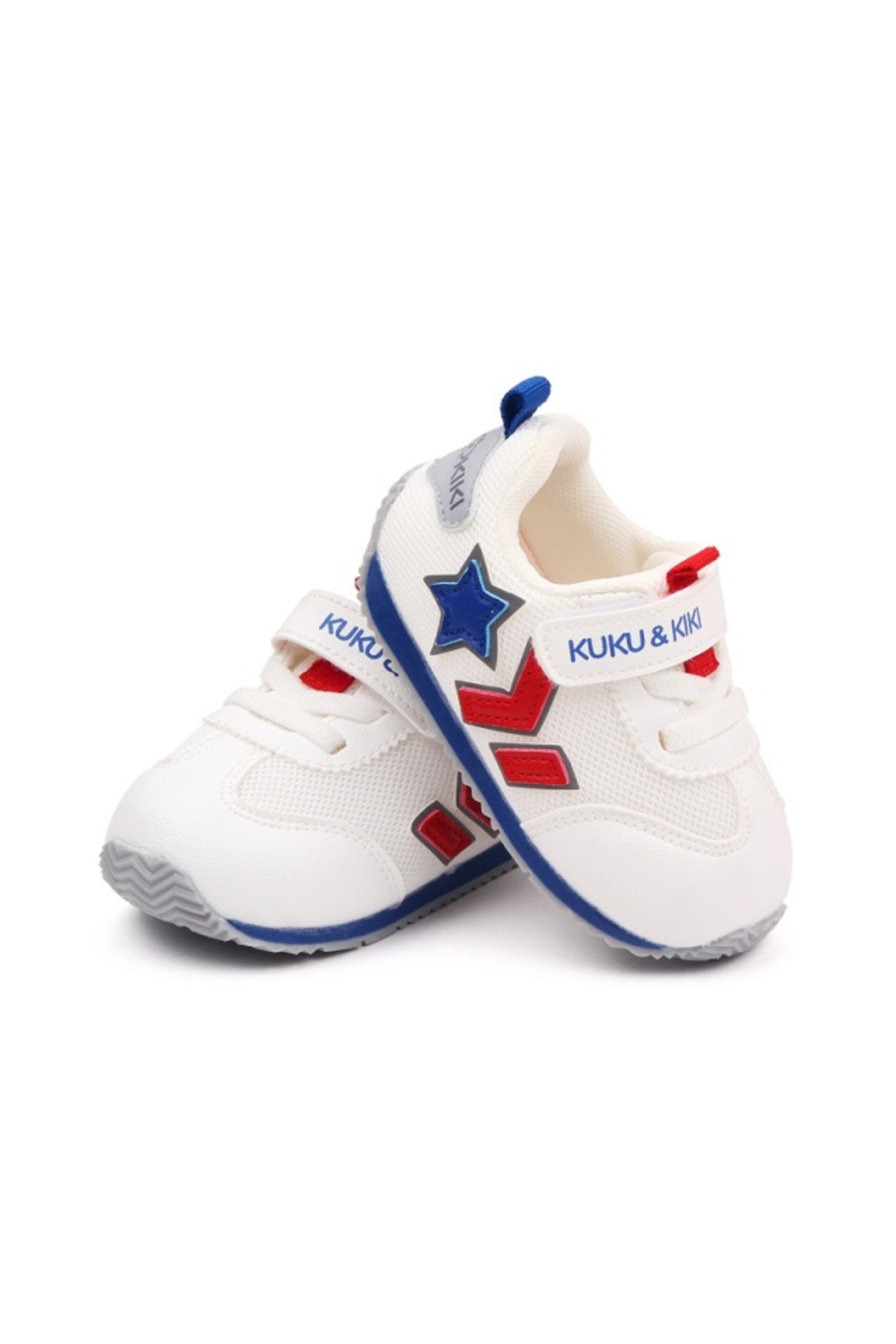 Superbaby-Children's sneakers, white, with red and blue inserts 4