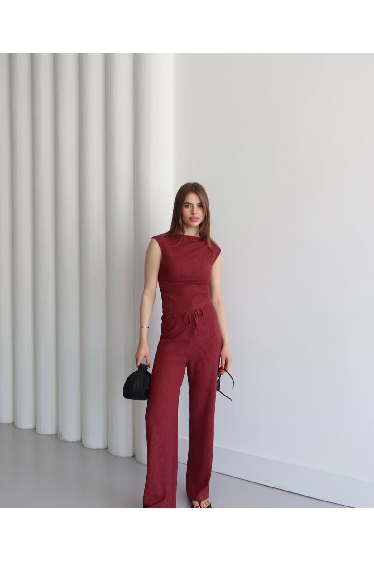 Ekim Store Bürümcük Büzgülü Bluz Pantolon Takım