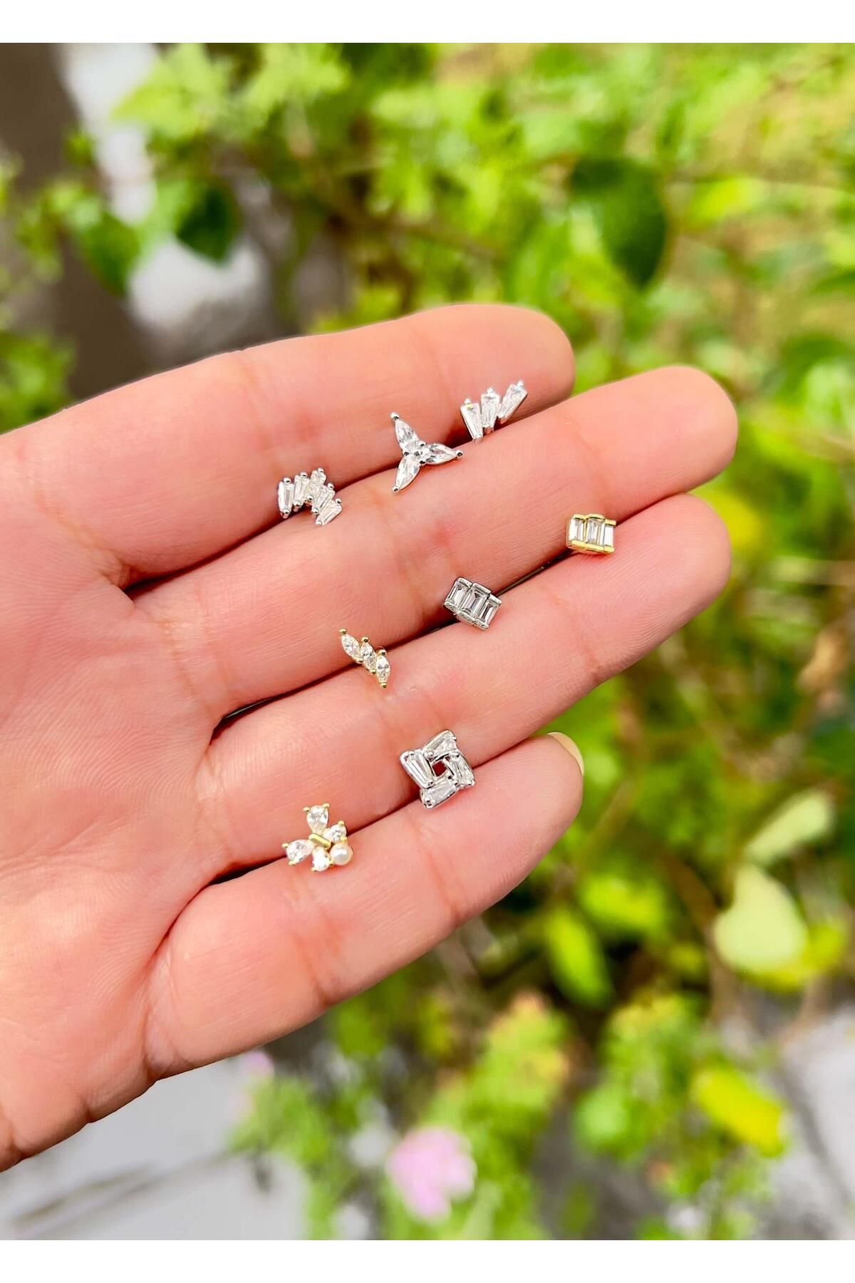 Defne Silver Üçtaş Gümüş Piercing
