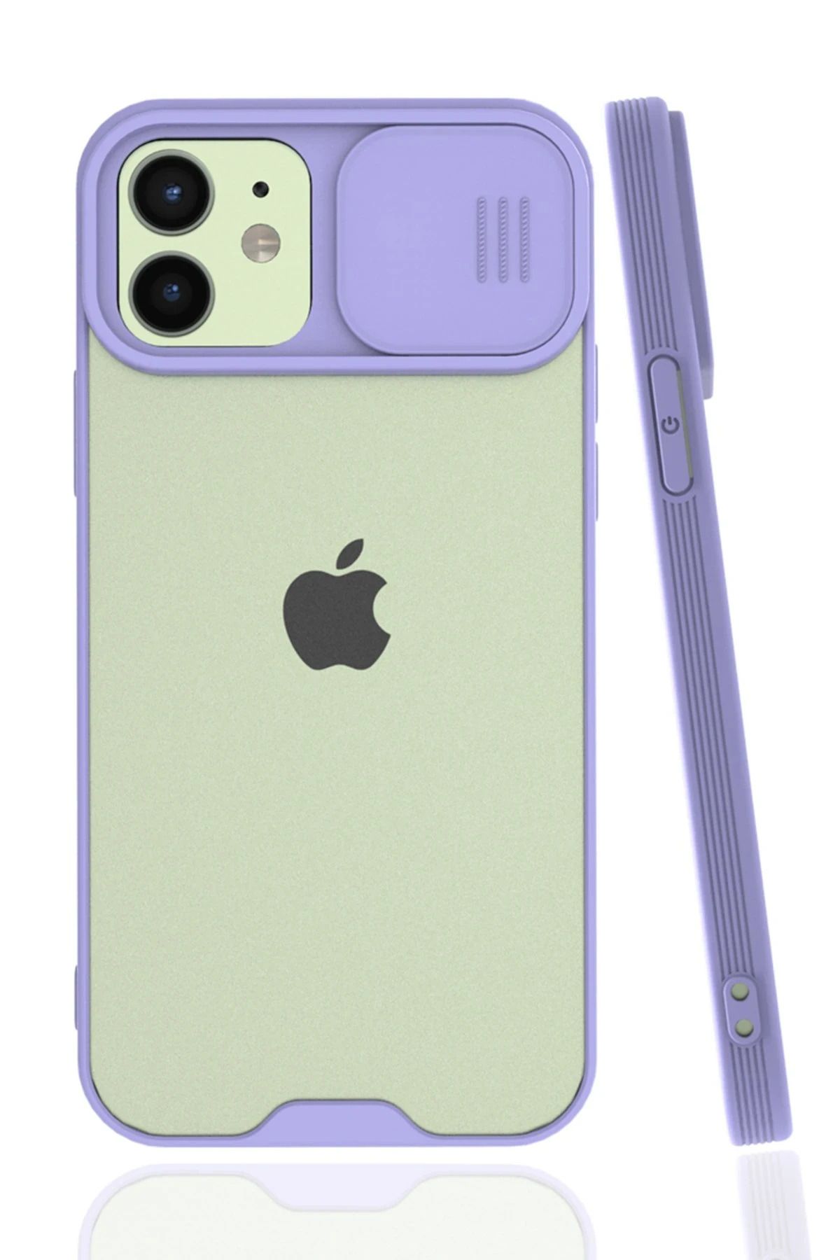 NewFace iPhone 12 Kılıf Platin Kamera Koruma Silikon - Lila SVLRS