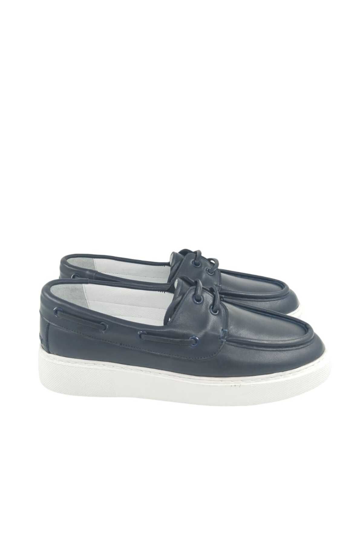 Oneka Shoes 106525YTFT141 Erkek Günlük Deri bağcıklı Lacivert anilin
