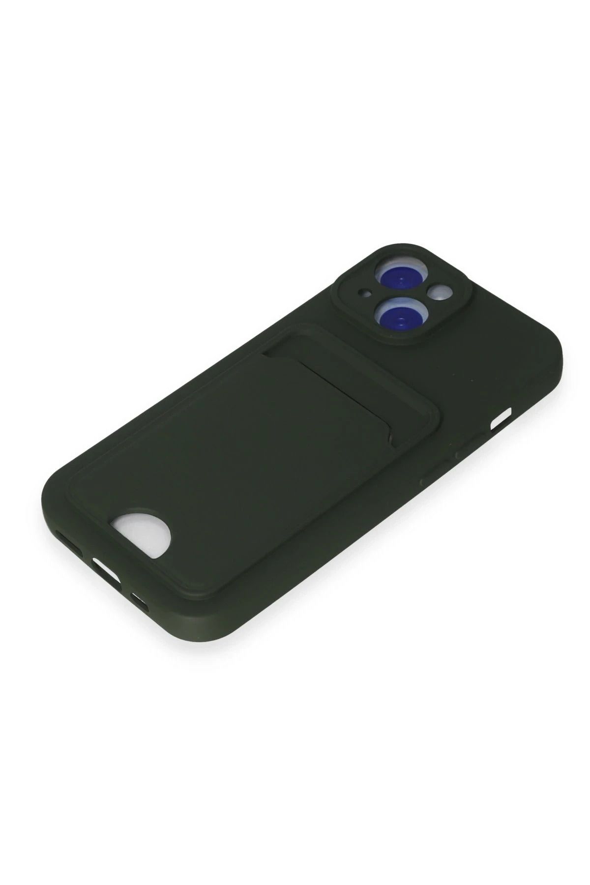 NewFace iPhone 14 Kılıf Kelvin Kartvizitli Silikon - Koyu Yeşil WLZOR