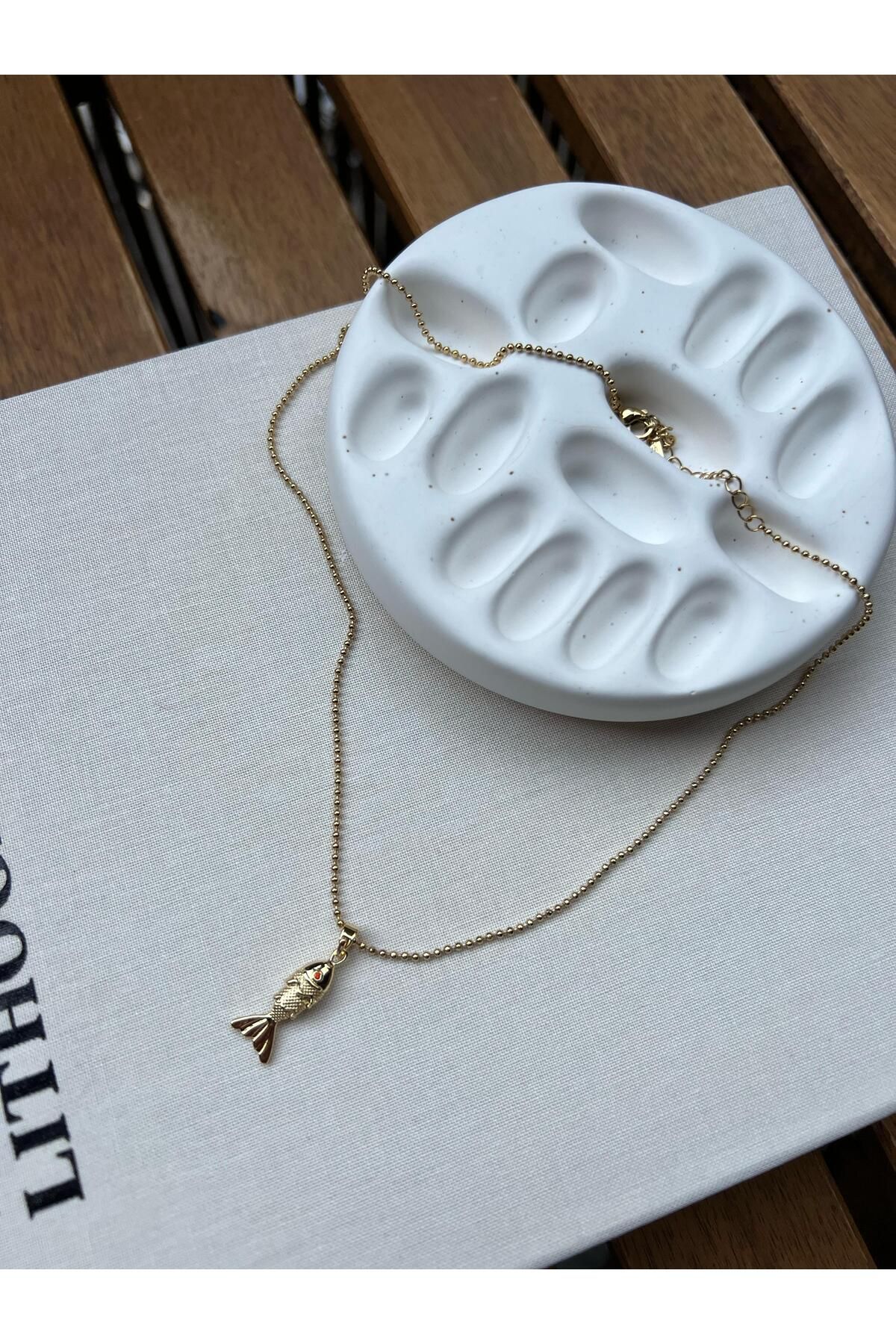 shop Bereket Sembolü Balık Gold Renk Paslanmaz Çelik Kolye
