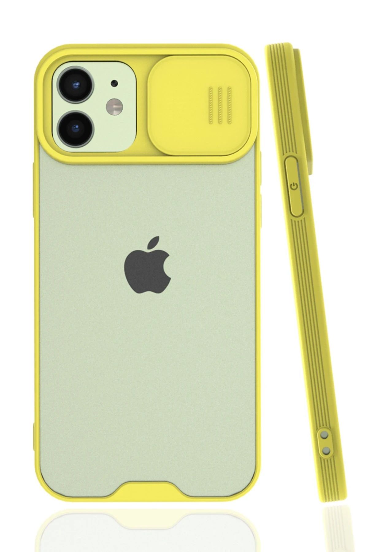 NewFace iPhone 12 Kılıf Platin Kamera Koruma Silikon - Sarı SVLRS