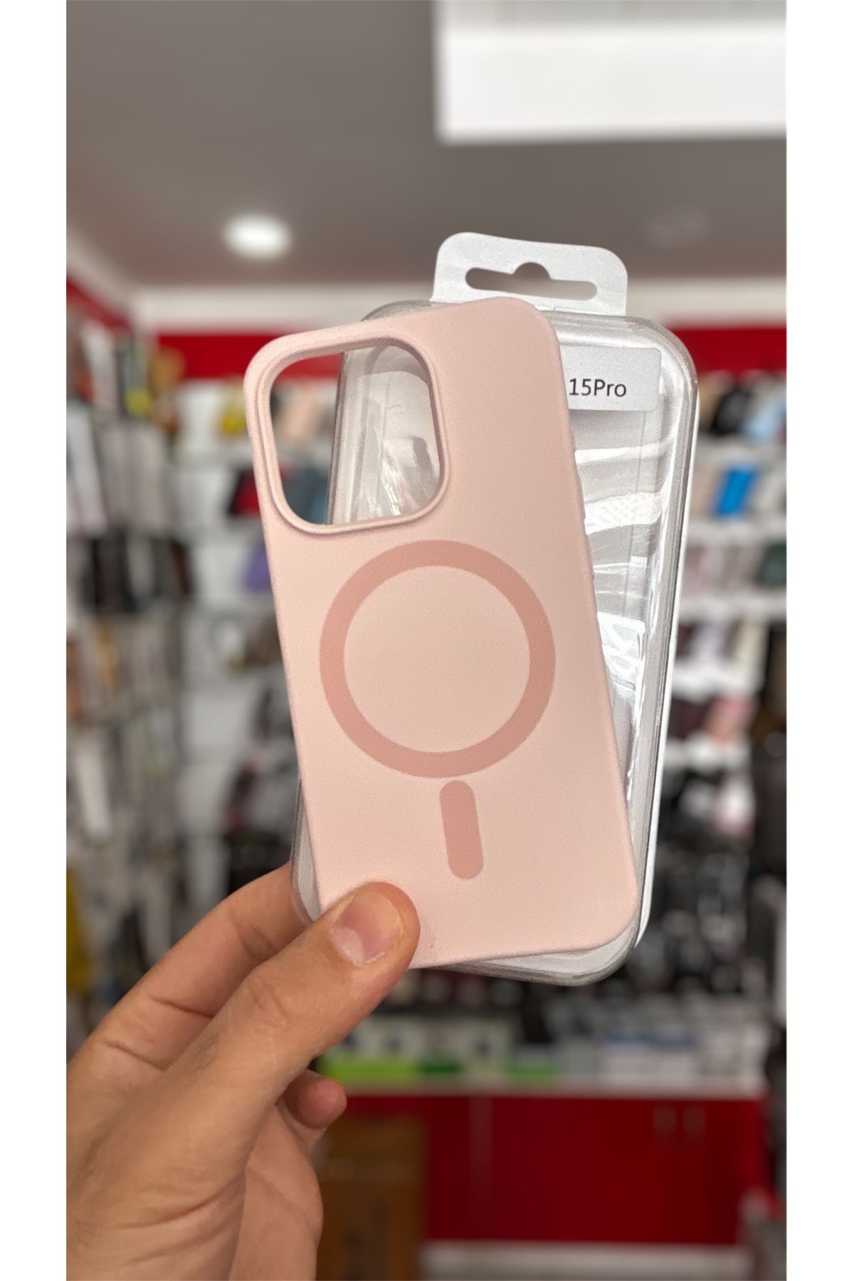 darkpower Apple İPhone 15 Pro Magsafeli İçi Kadife Dokulu Kir Tutmaz Silikon Pembe Kılıf