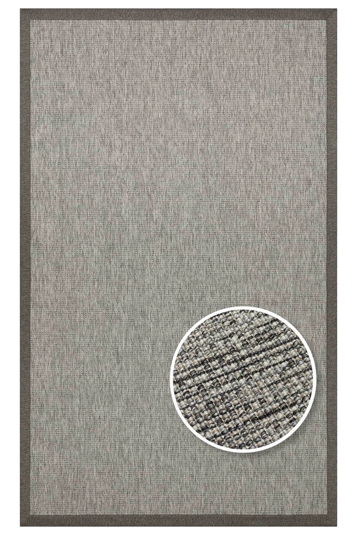 Eko Halı Eko Halı Ventura VNT2705 Grey Brd Dark Mix Hav Vermeyen Kolay Temizlenebilir Bordürlü Sisal Halı