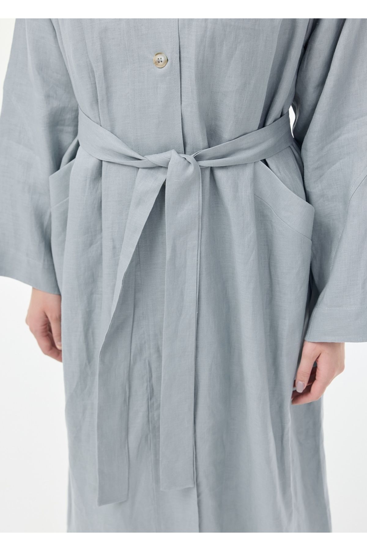 Armağan-Raglan Sleeve Wide Collar Linen Cap 8