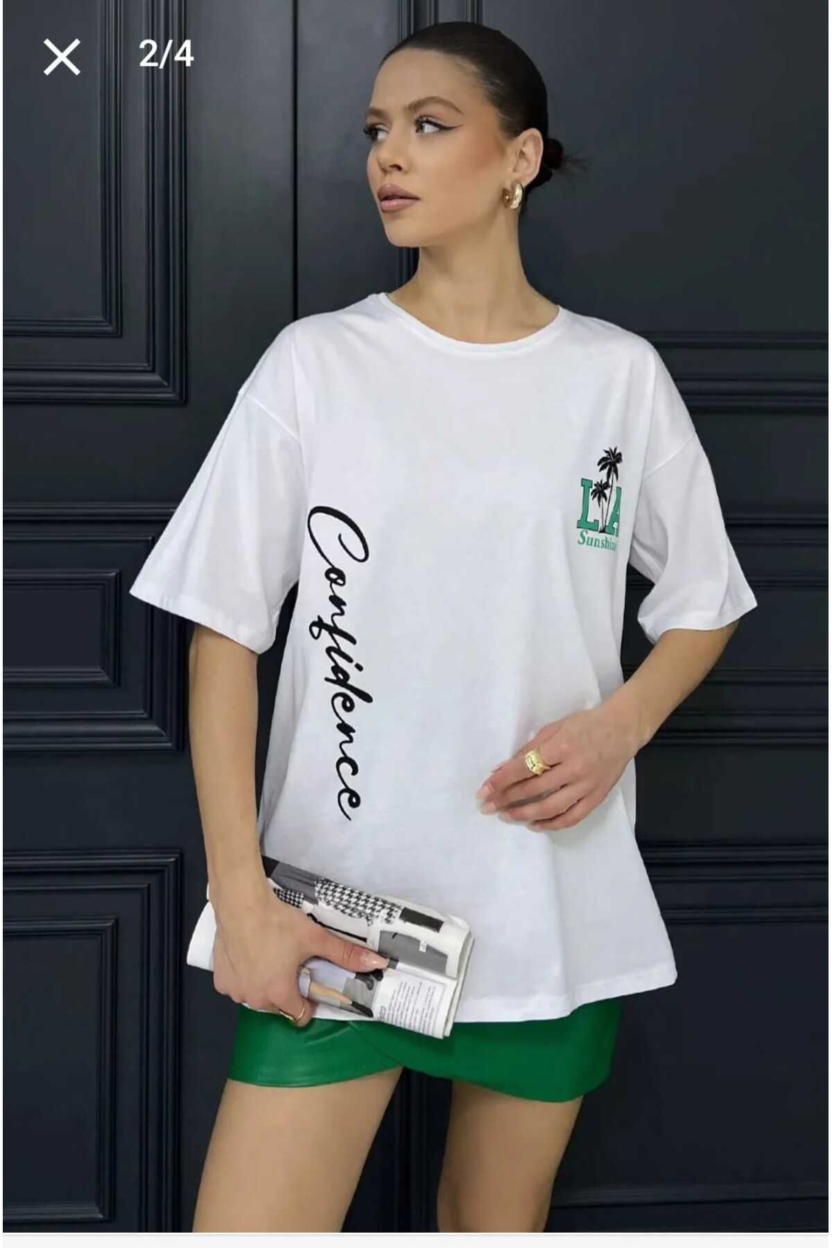 Sena Kadın Siyah Baskılı Bisiklet Yaka T-shirt