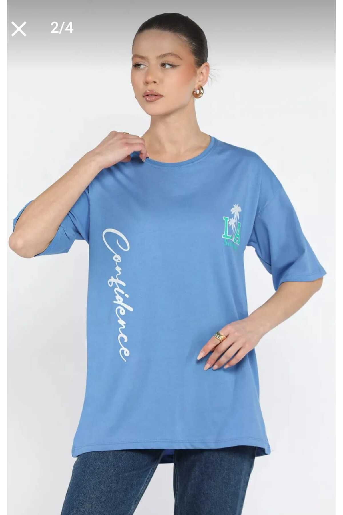 Sena Kadın Siyah Baskılı Bisiklet Yaka T-shirt