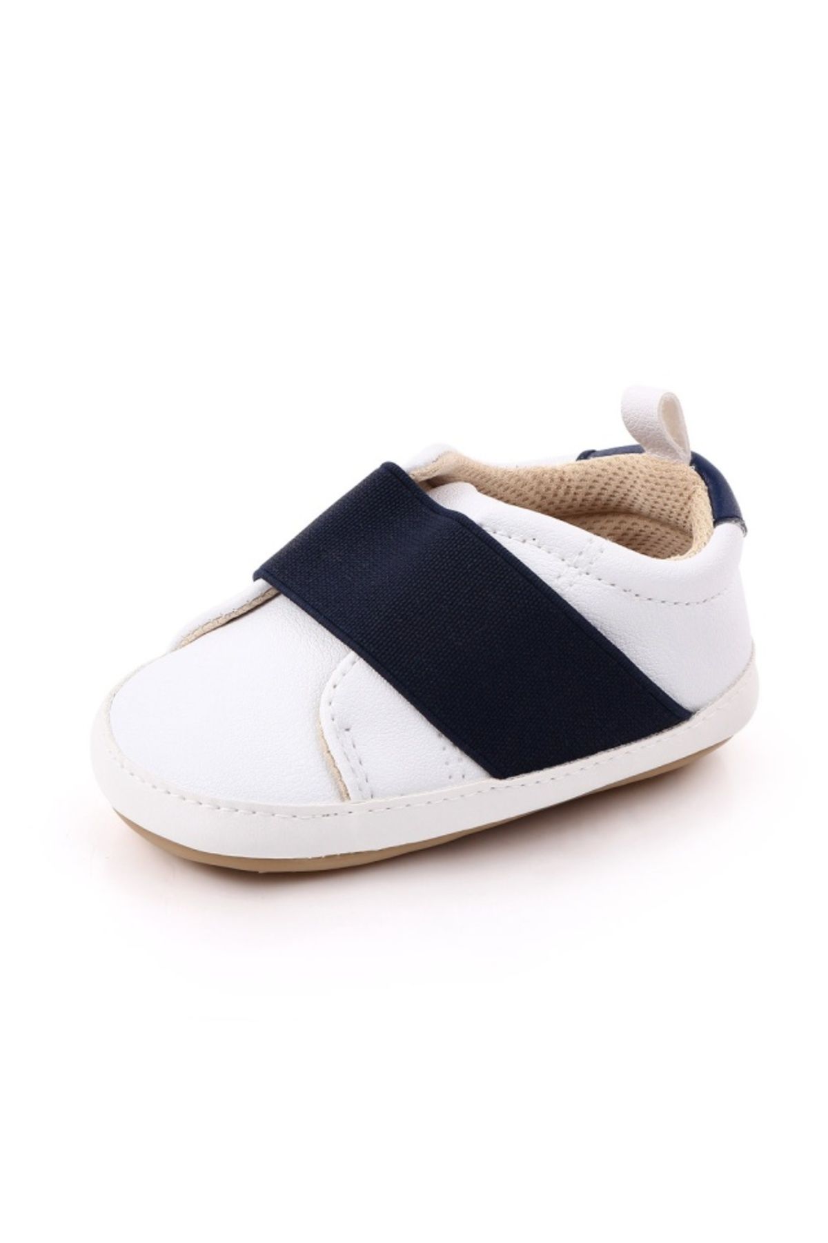 Superbaby-Pantofi albi cu banda elastica bleumarin 6