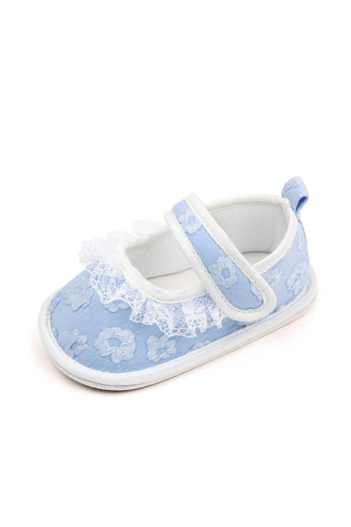 Superbaby-Pantofiori bleu cu floricele brodate 6