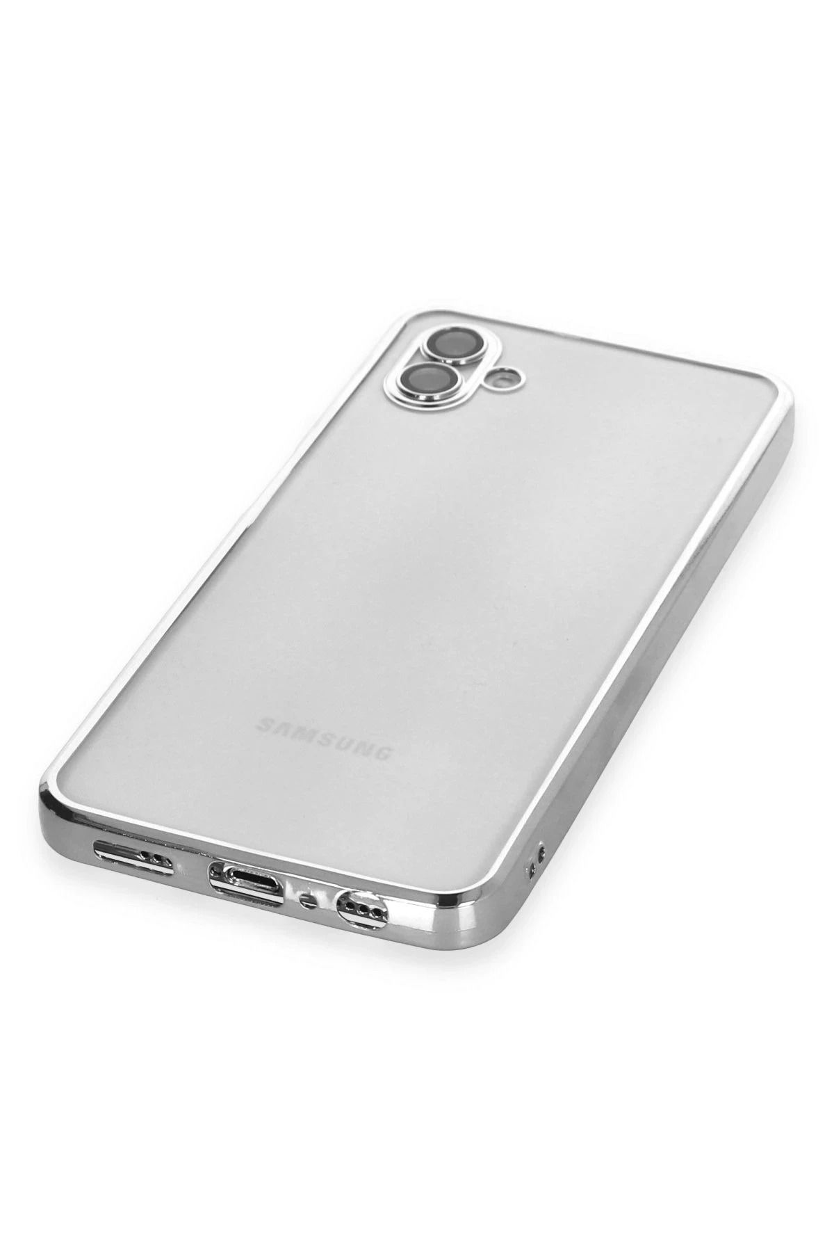 NewFace Samsung Galaxy A04 Kılıf Lensli Silikon - Gümüş WLZOR