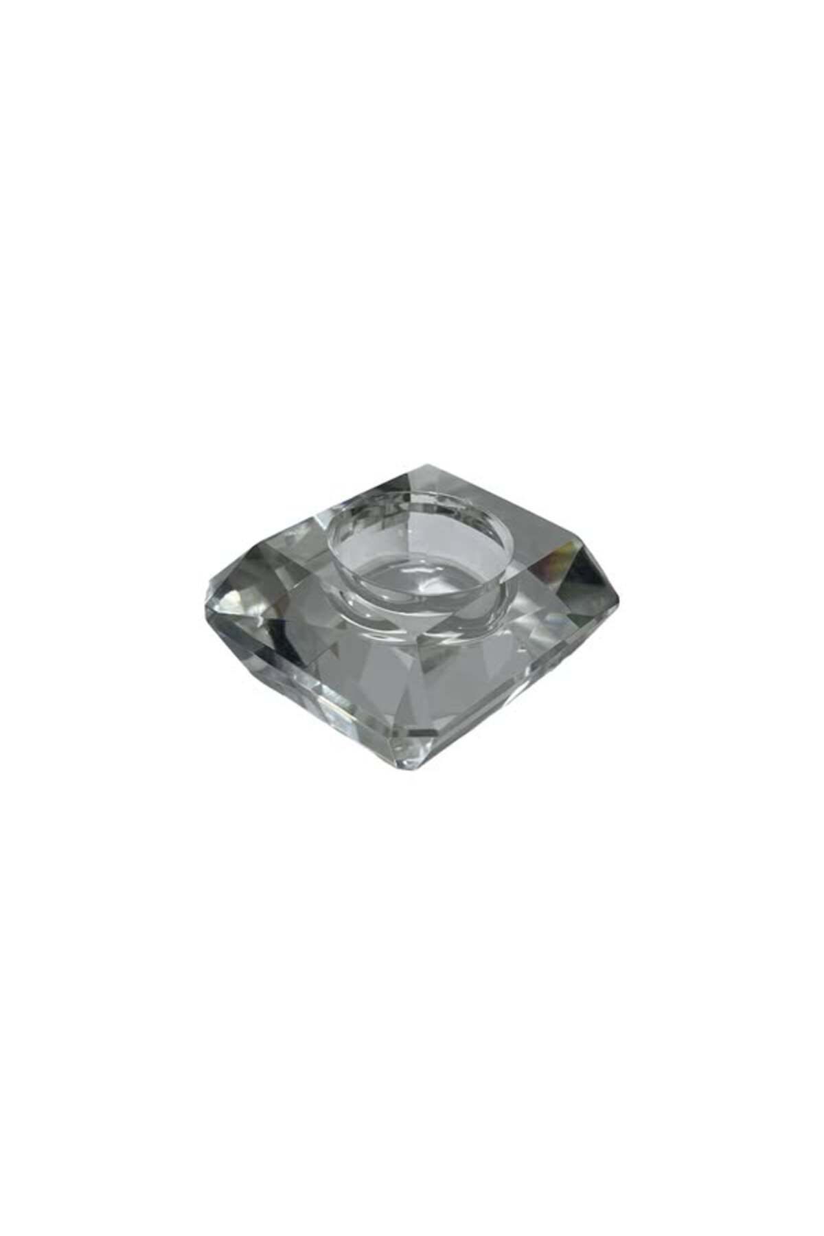 Hasyılmaz Faset Kesim Kristal Cam Tealight Mumluk 6,7x7,7cm (1 Adet)