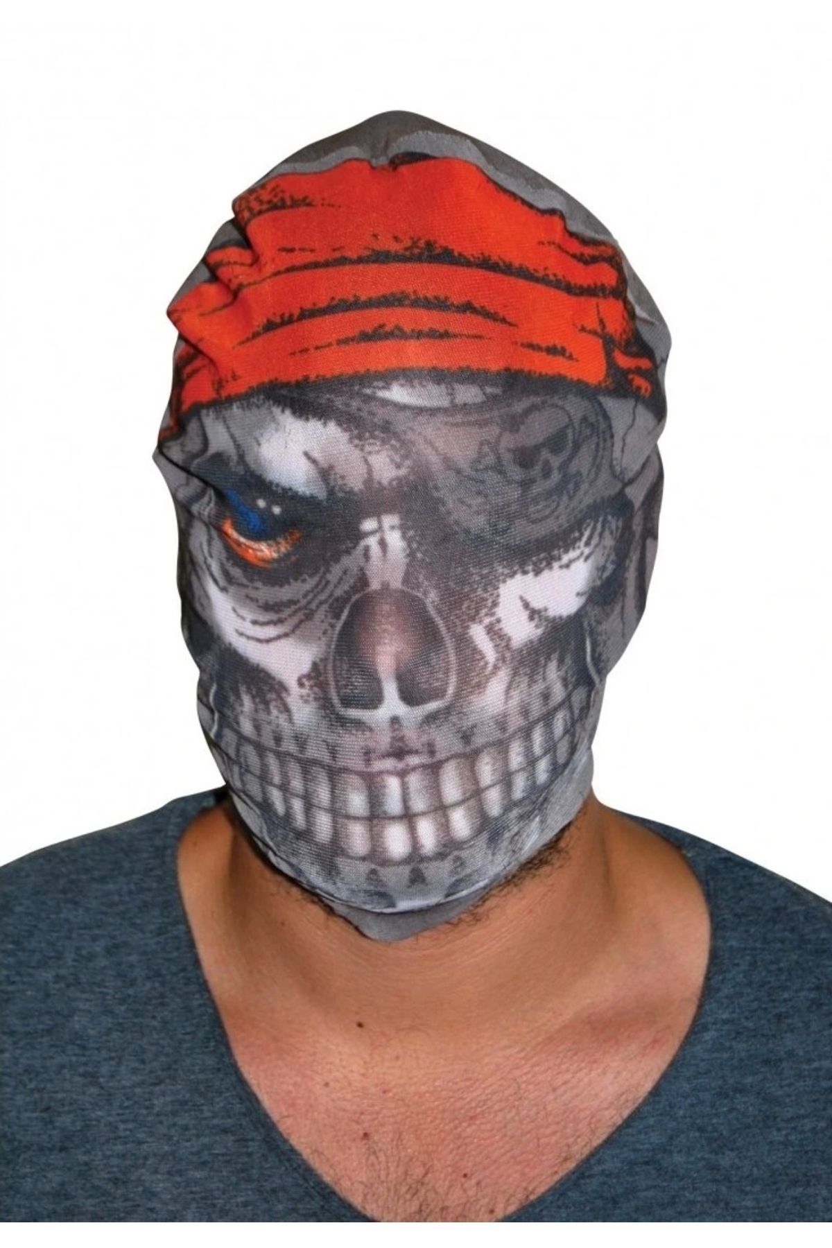 STOREMAX Kafaya Tam Geçmeli Bez Korsan Maskesi - Streç Korku Maskesi - 3D Baskılı Maske Model 4 (5047)