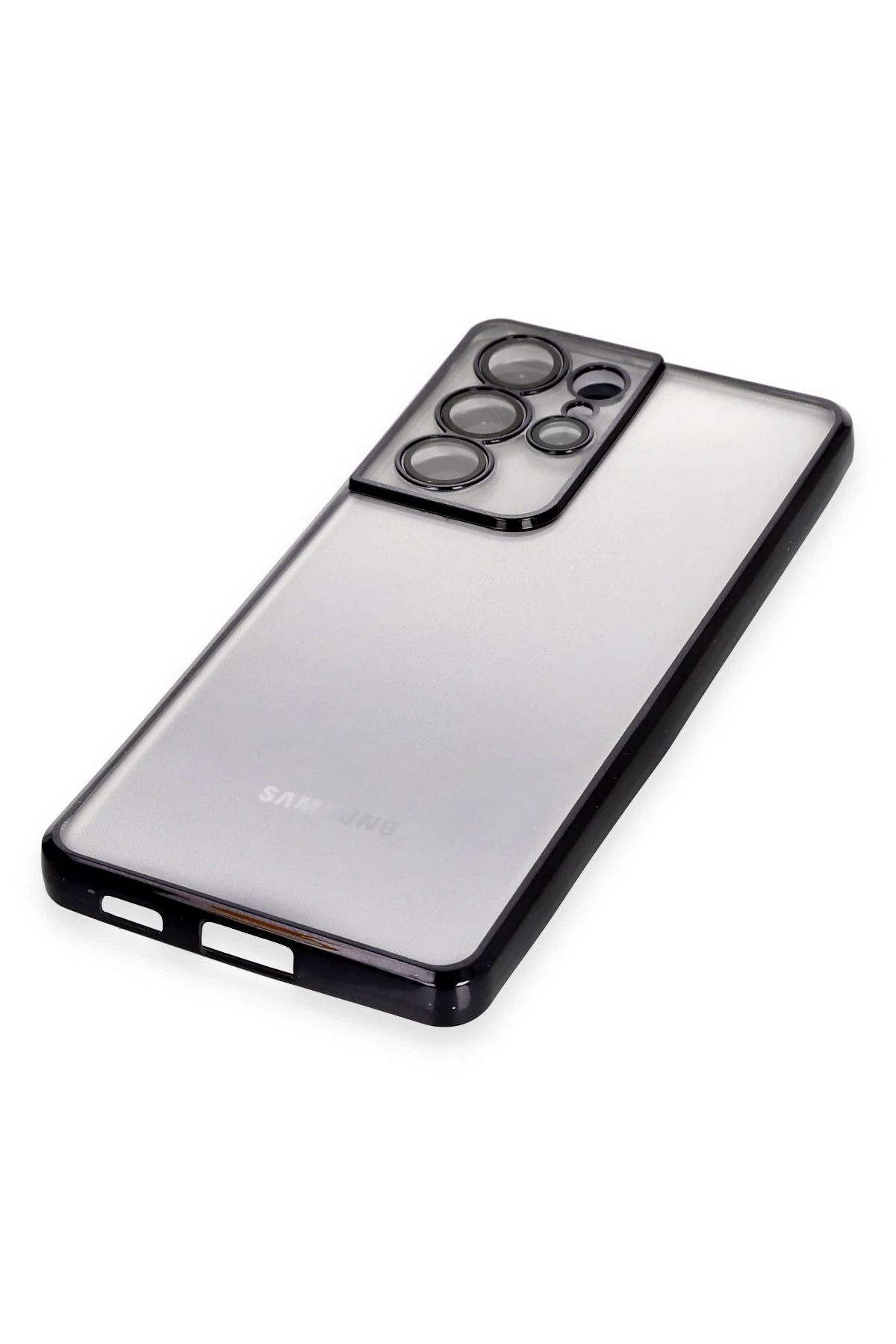 NewFace Samsung Galaxy S21 Ultra Kılıf Lensli Silikon - Siyah WLZOR