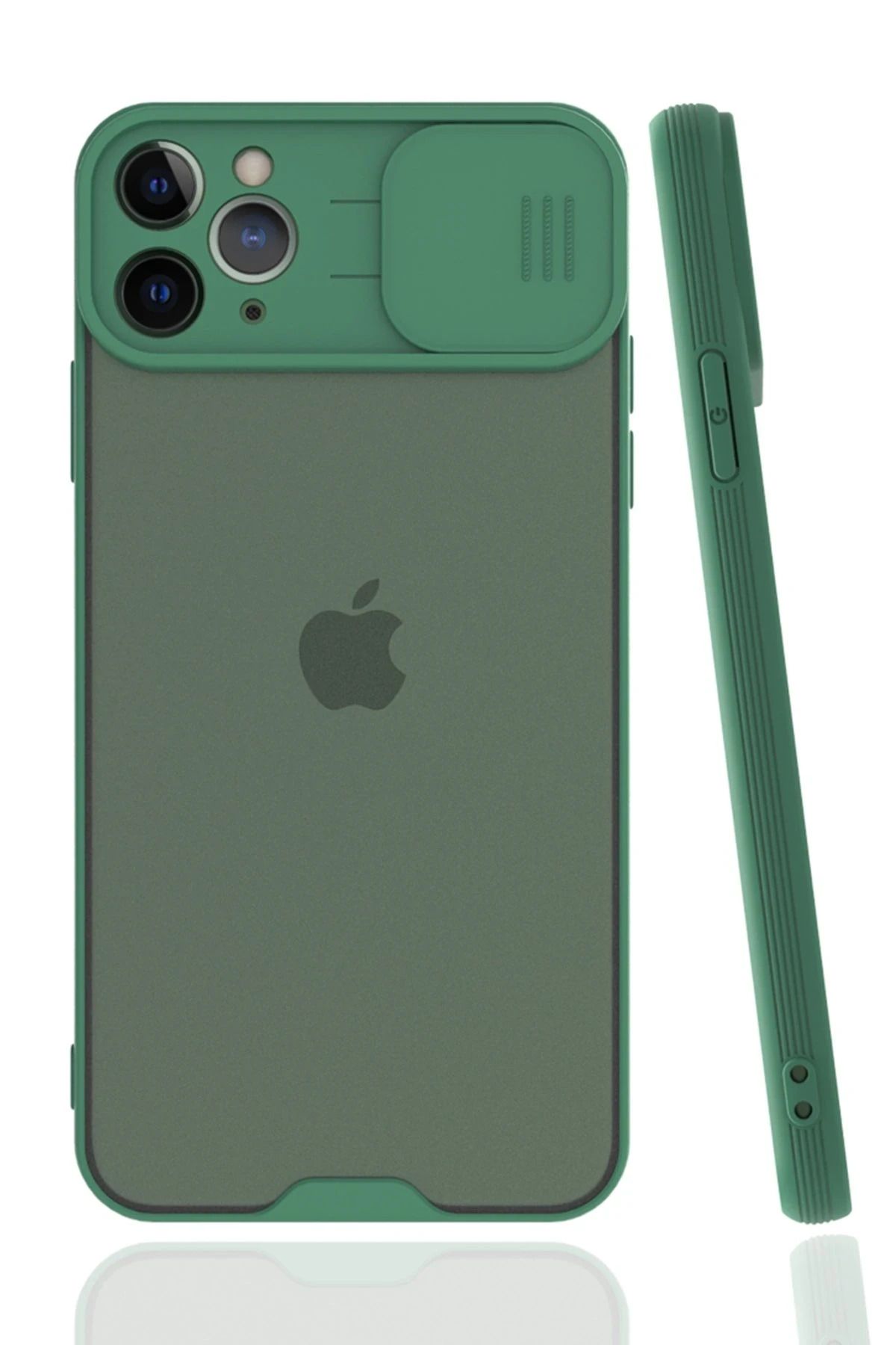 NewFace iPhone 11 Pro Max Kılıf Platin Kamera Koruma Silikon - Yeşil FLKRY