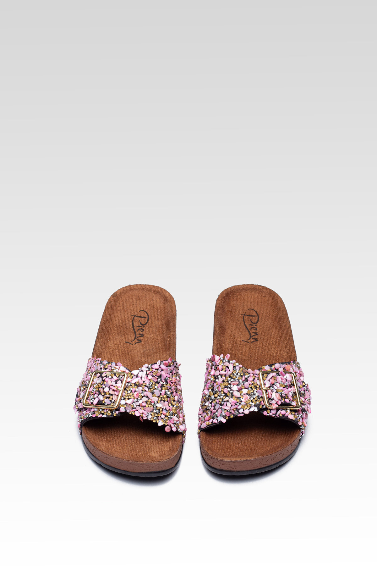 pien-Women's Stone Buckle Comfortable Fit Slippers Orthopedic 5
