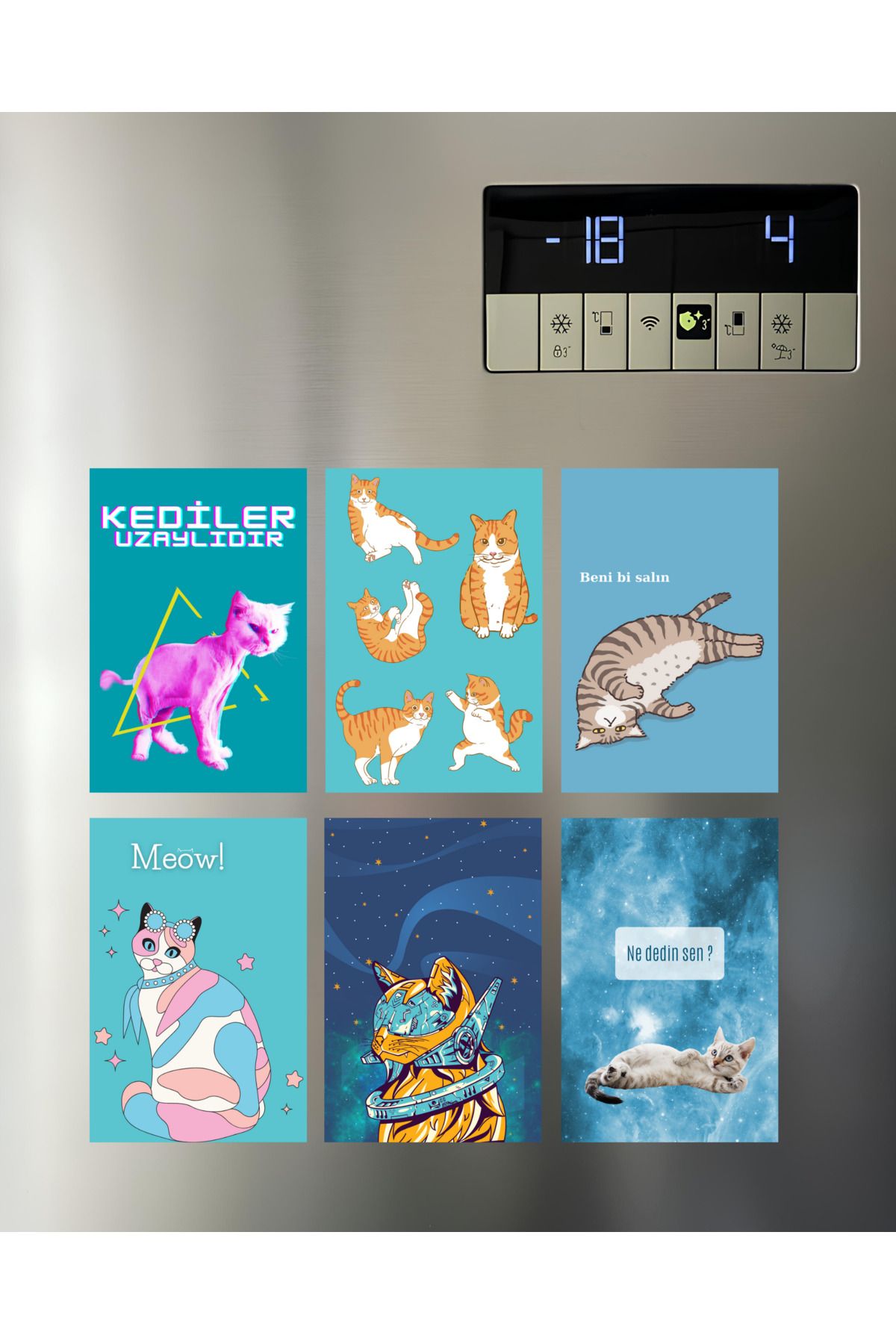 Renkia Studio Kedi Temalı Magnet Seti 6’lı – Sevimli Buzdolabı Süsü | Renkia Studio