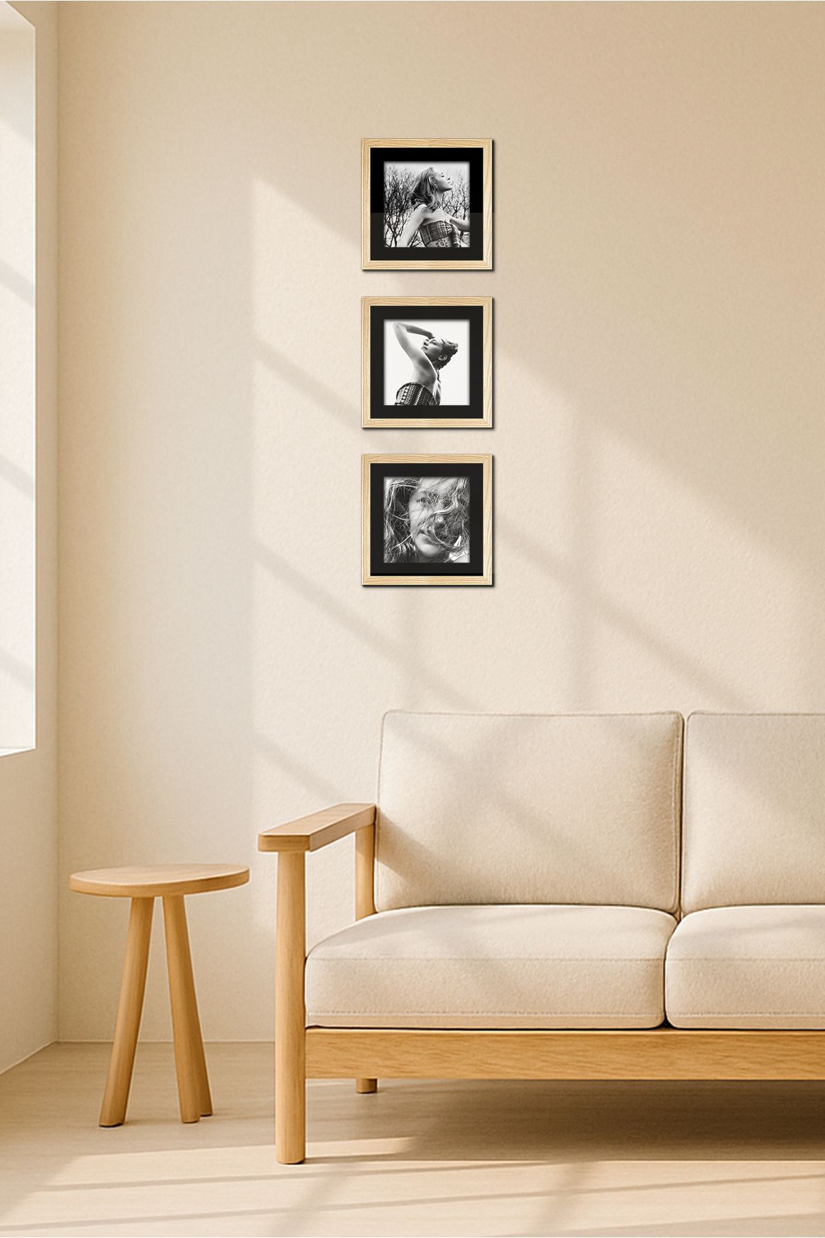 SILVERWOOD Doğal ahşap, Sök-tak, Paspartulu, 15 cm x 15 cm. Kare Fotoğraf Çerçevesi - 3'lü paket